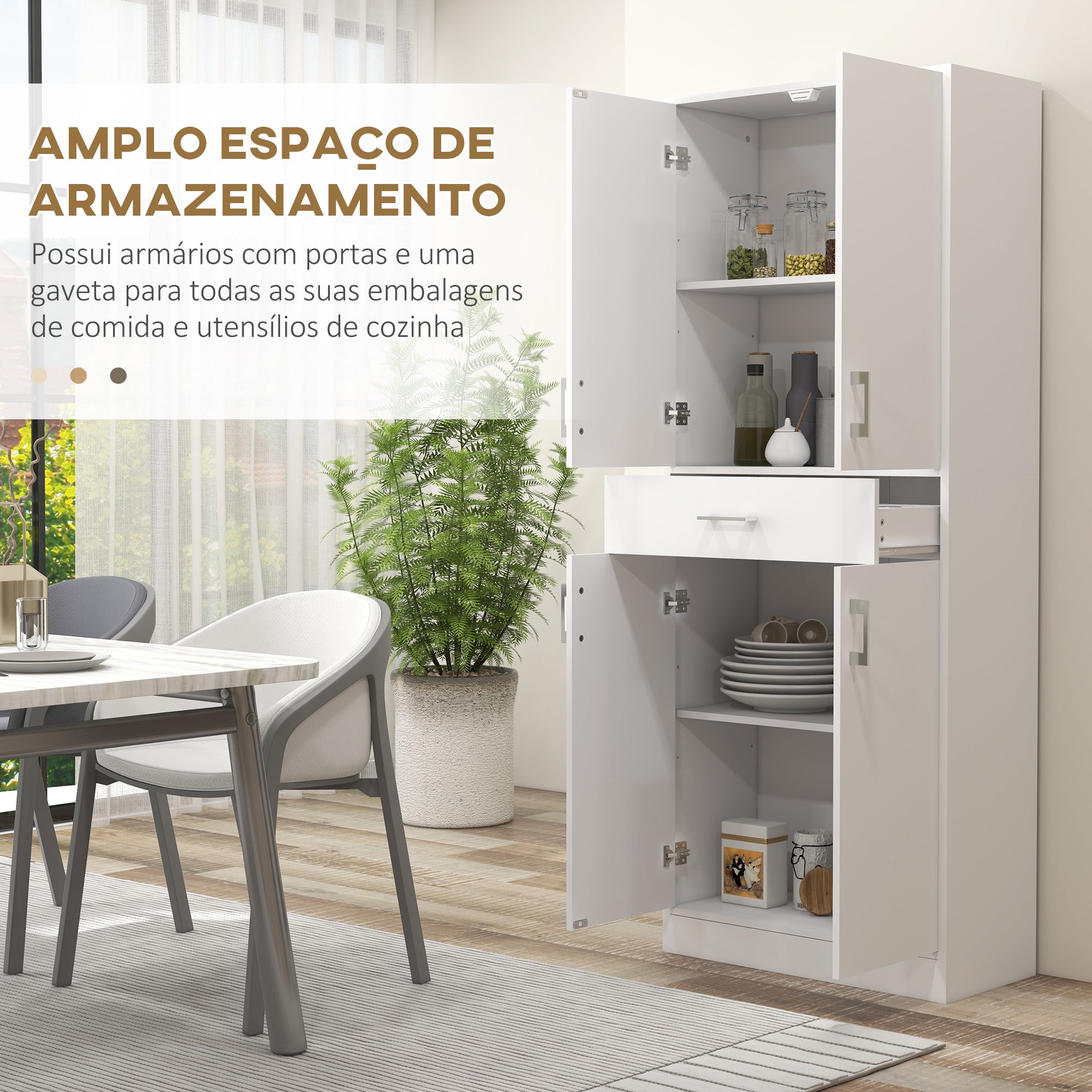 Armário de Cozinha Branco 70,8x34x180 cm - Organização e Elegância para sua Casa