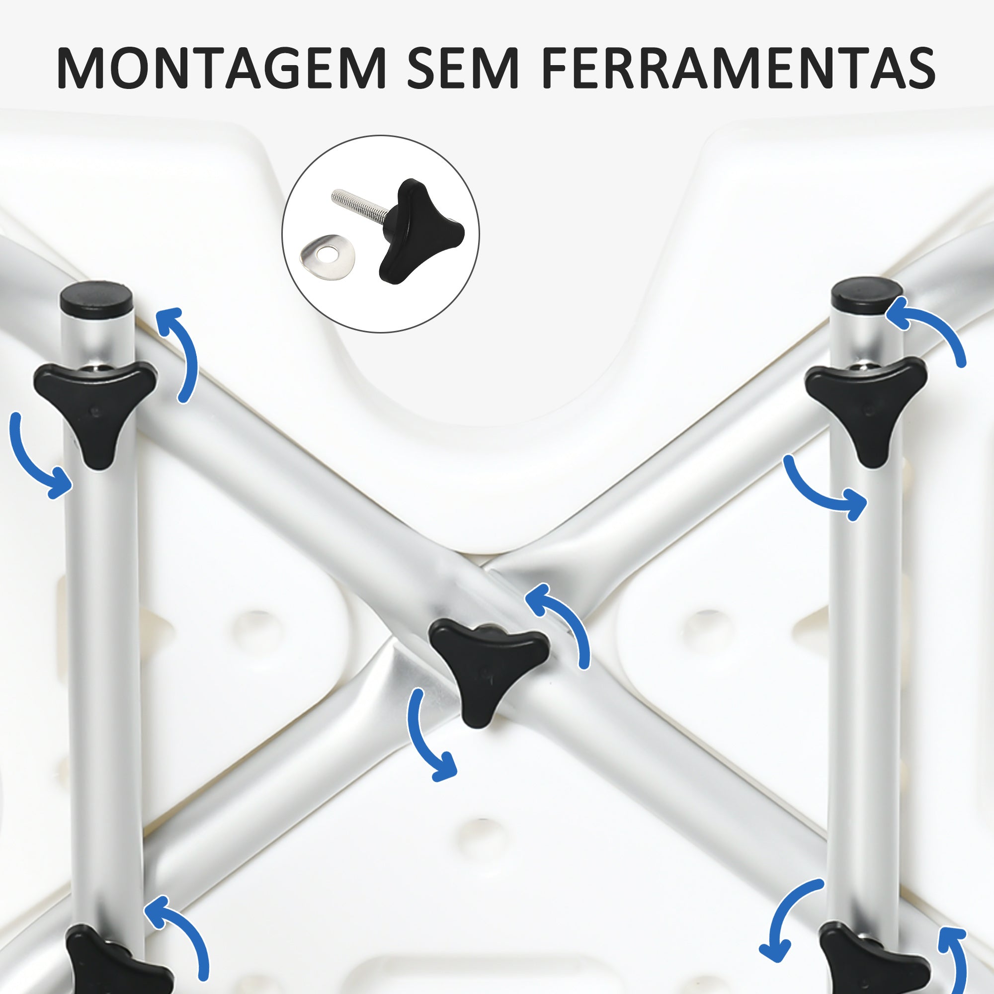Banco para Duche em Liga de Alumínio – 54x52x82 cm – Branco