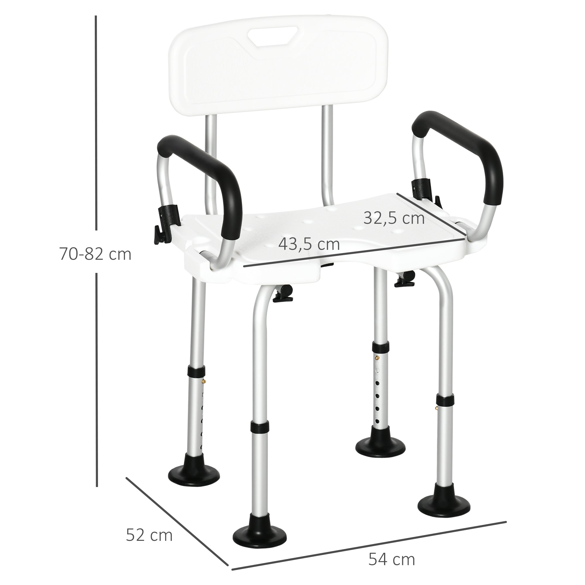 Banco para Duche em Liga de Alumínio – 54x52x82 cm – Branco