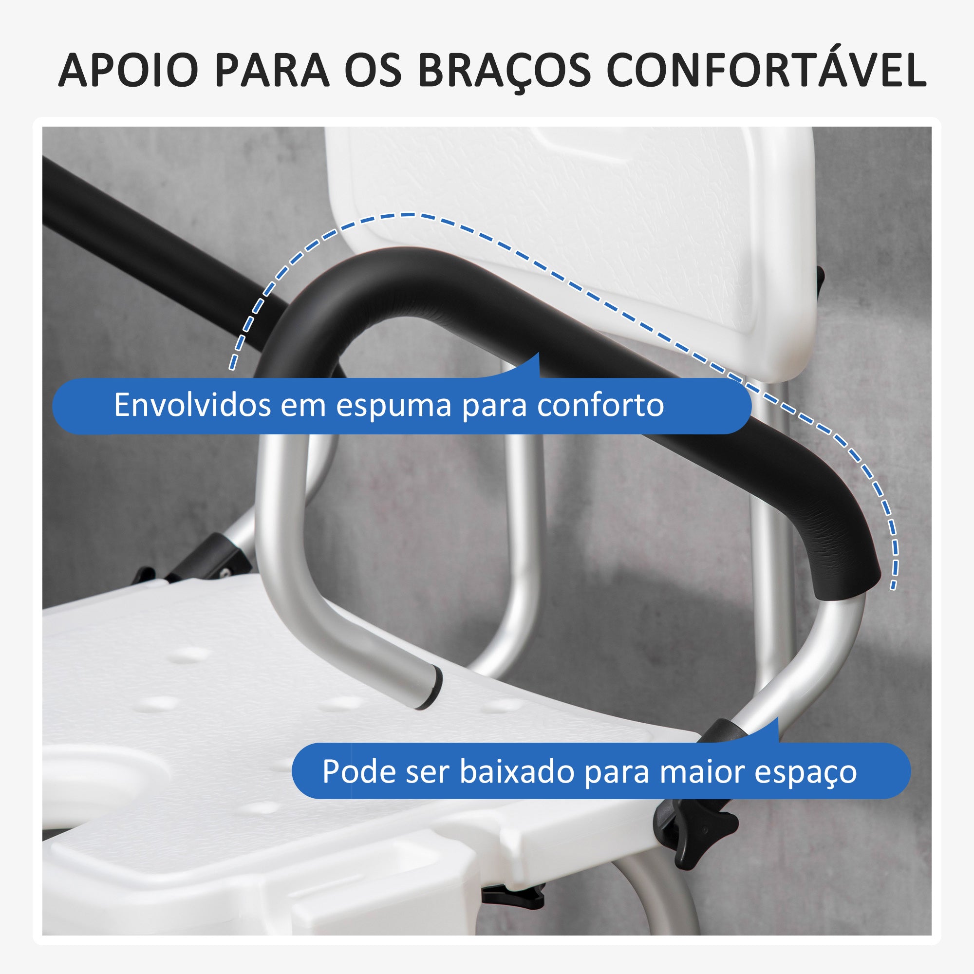 Banco para Duche em Liga de Alumínio – 54x52x82 cm – Branco