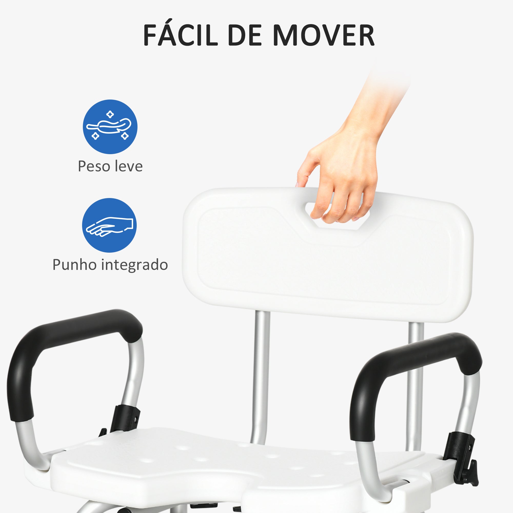 Banco para Duche em Liga de Alumínio – 54x52x82 cm – Branco