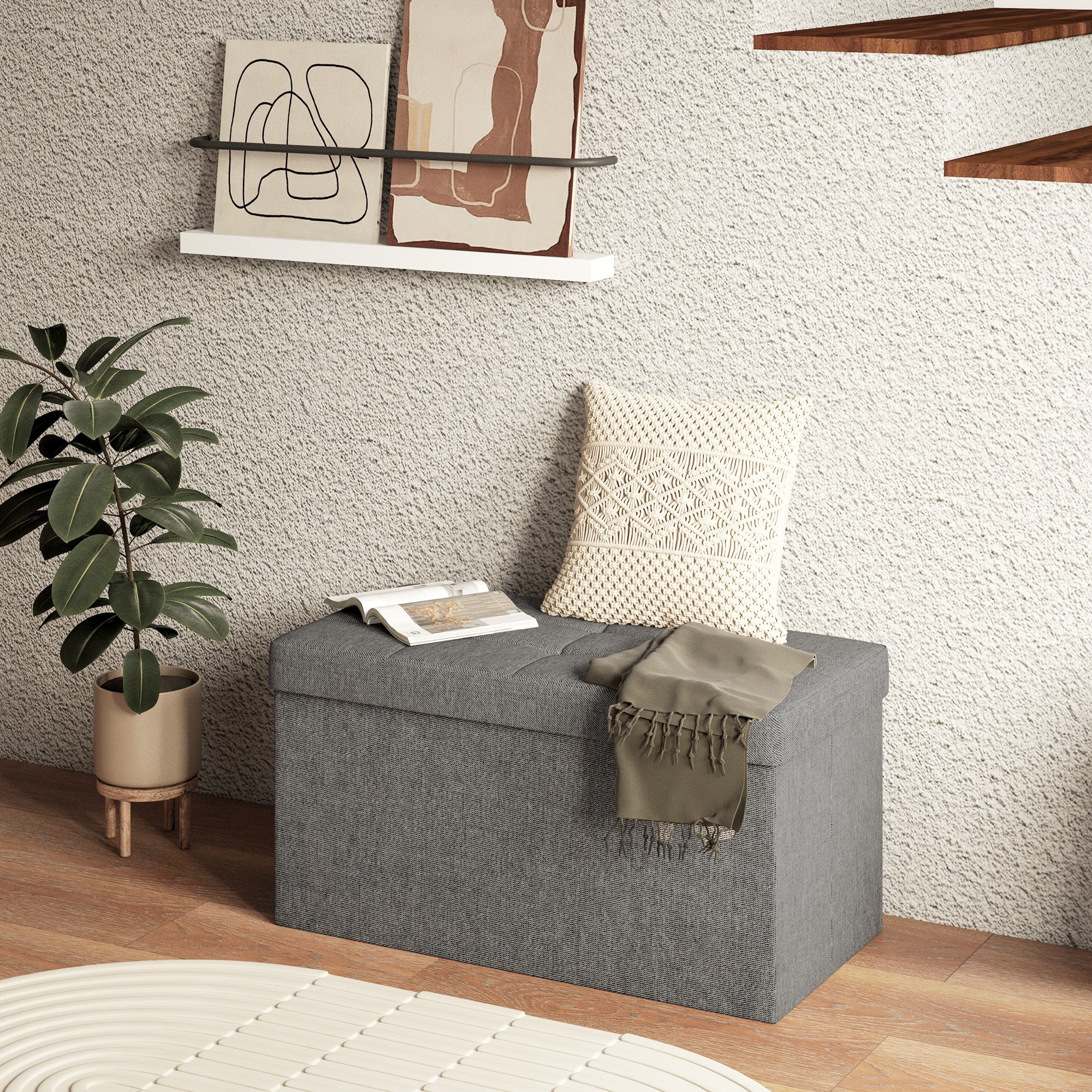 Baú de Armazenamento 76x38x38 cm - Cinza Escuro