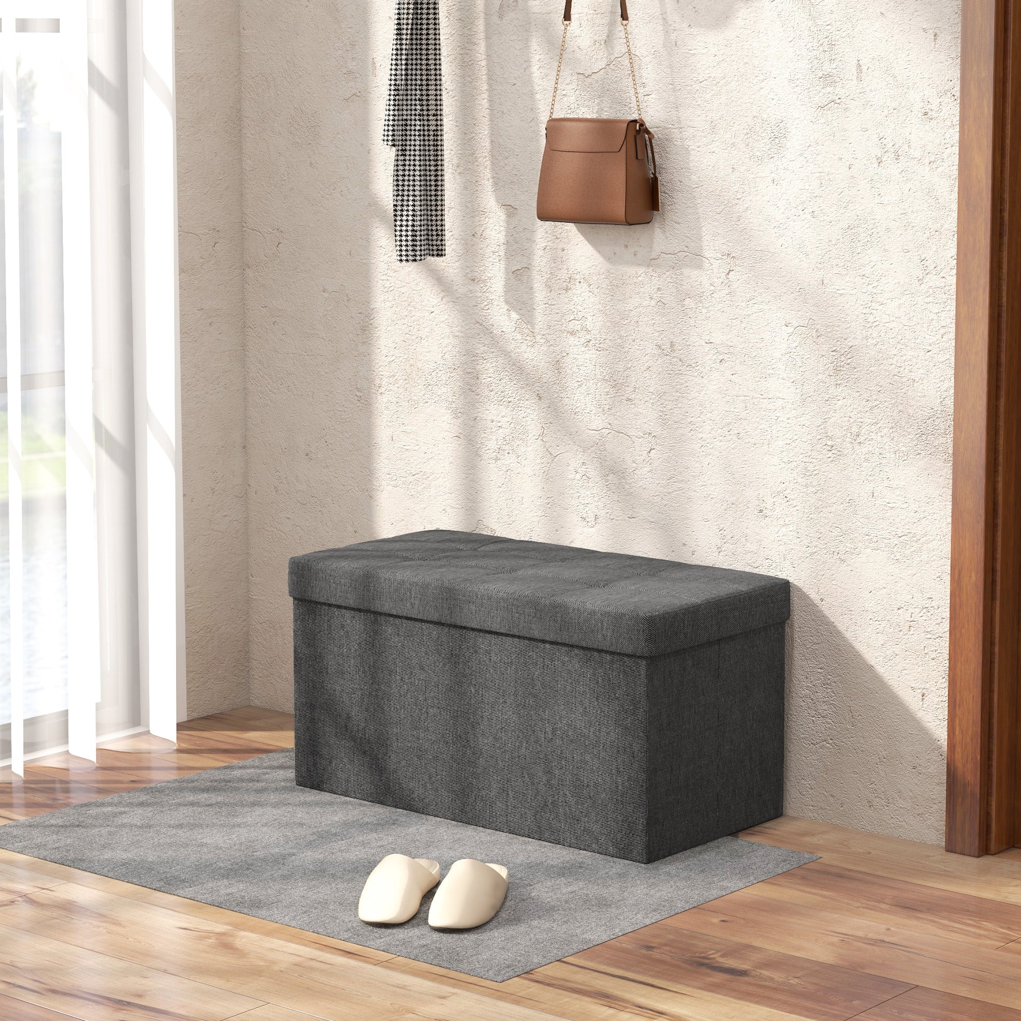 Baú de Armazenamento 76x38x38 cm - Cinza Escuro