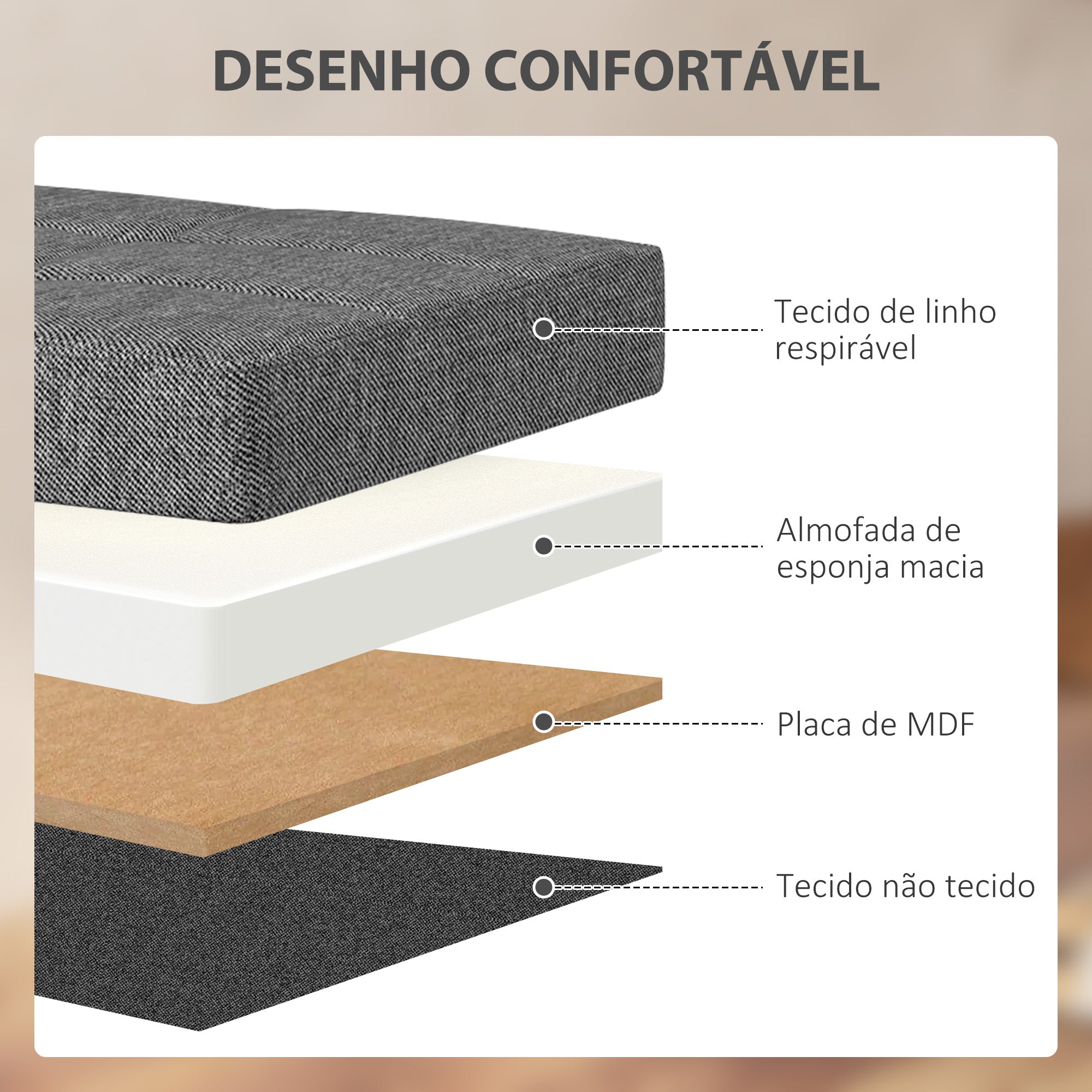 Baú de Armazenamento 76x38x38 cm - Cinza Escuro