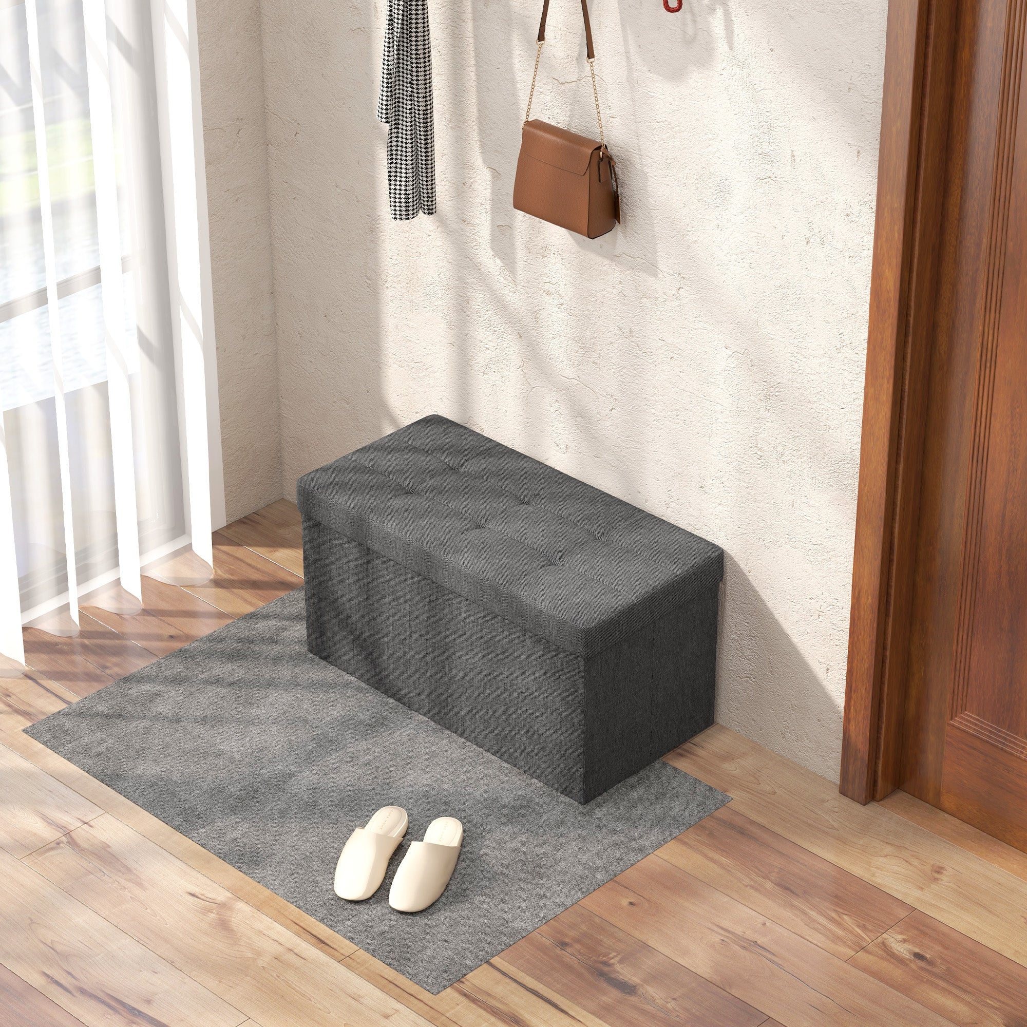 Baú de Armazenamento 76x38x38 cm - Cinza Escuro