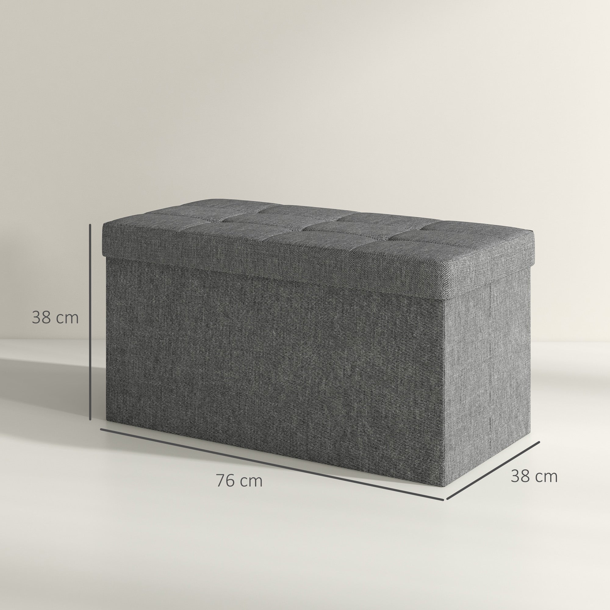Baú de Armazenamento 76x38x38 cm - Cinza Escuro