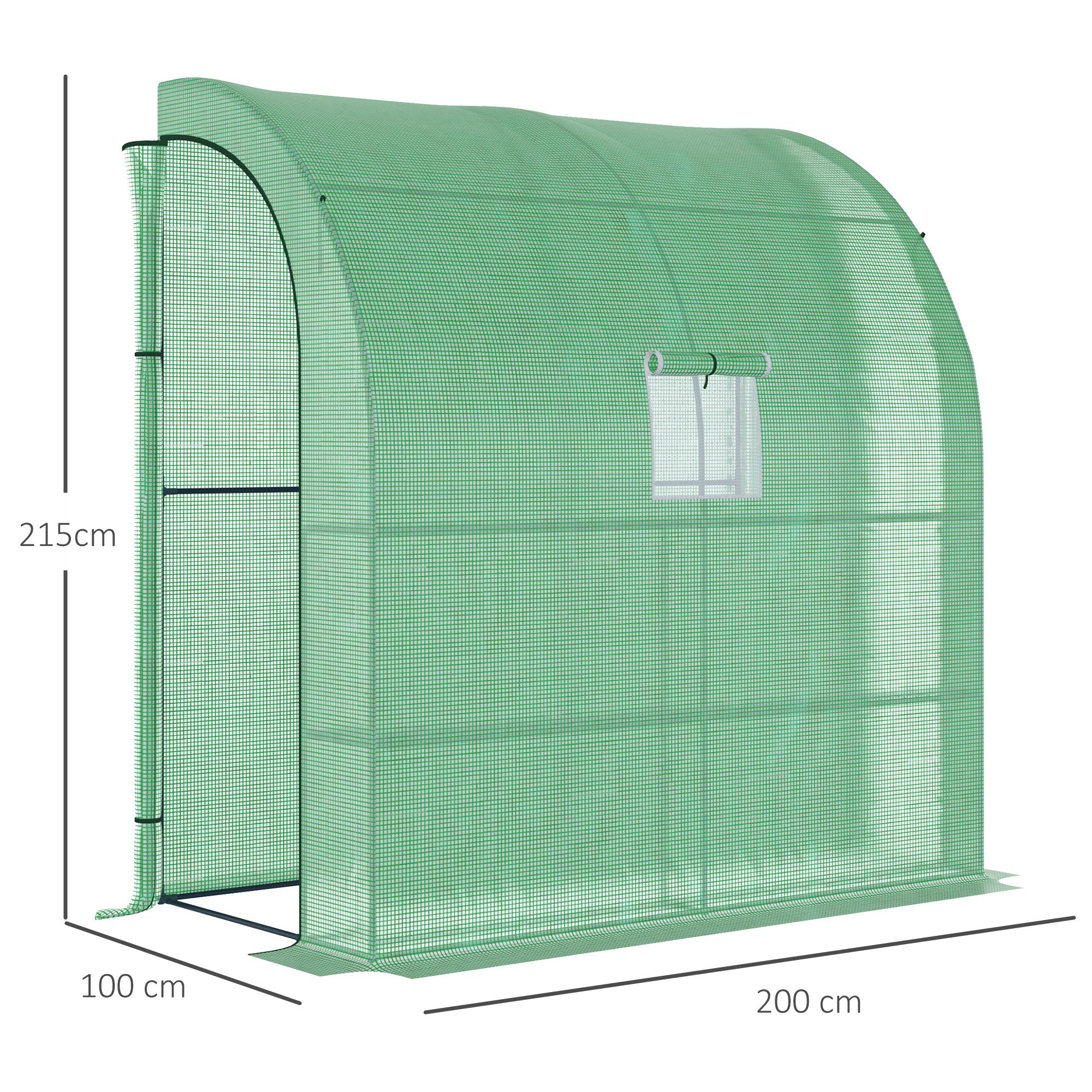 Estufa de Exterior – 200x100x215 cm – Verde – PE e Aço