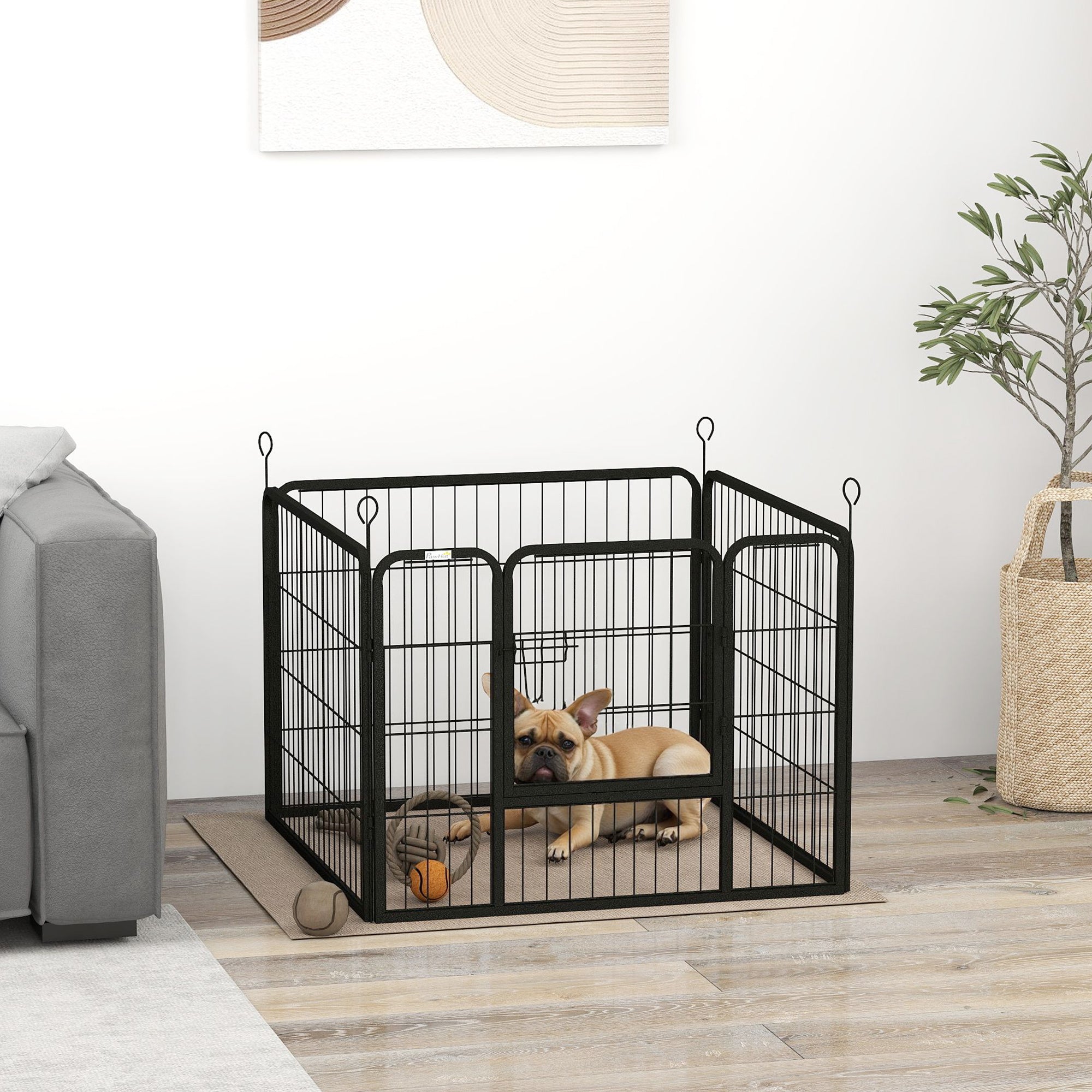 Parque para Cães Dobrável 82x82x60cm - Cinza Escuro