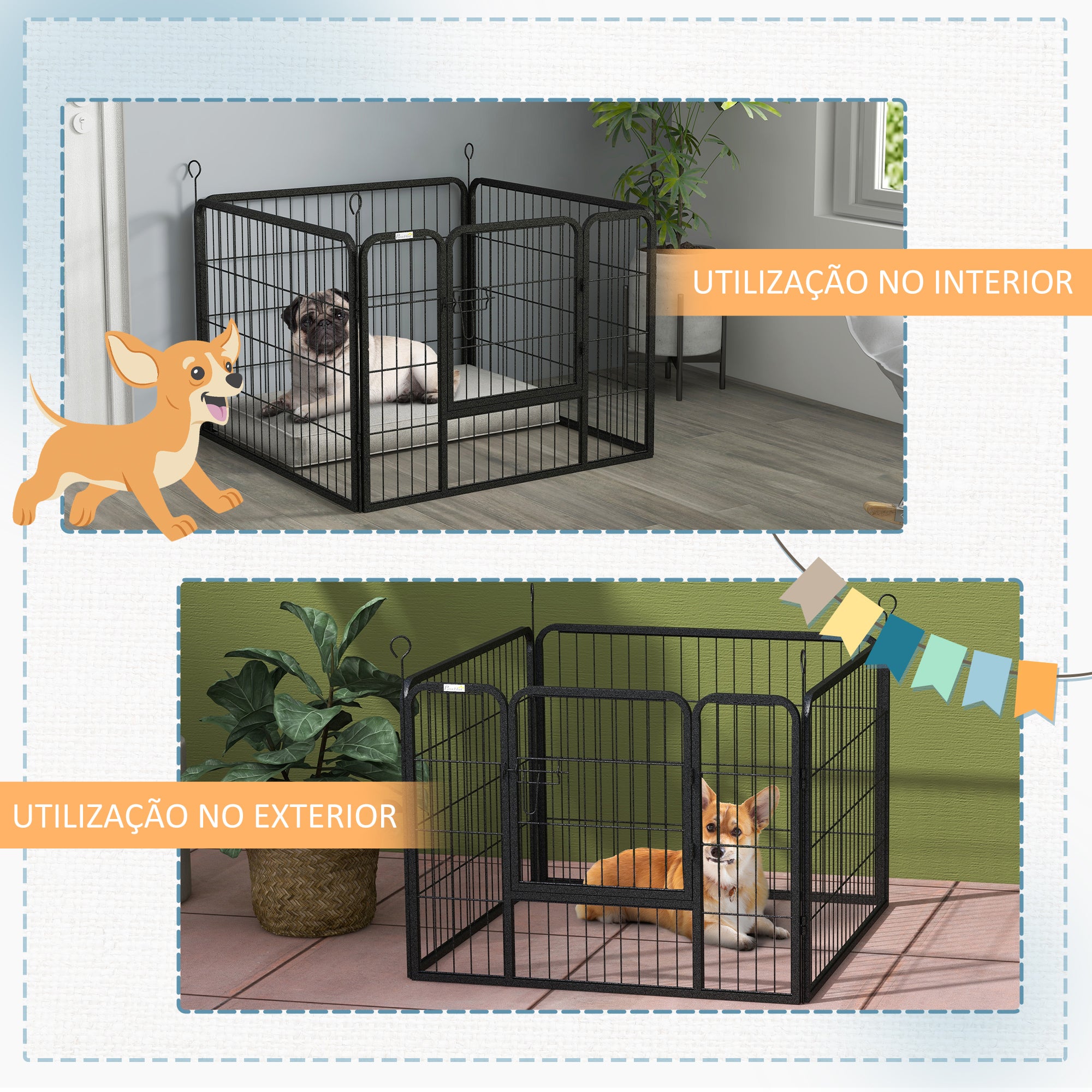 Parque para Cães Dobrável 82x82x60cm - Cinza Escuro