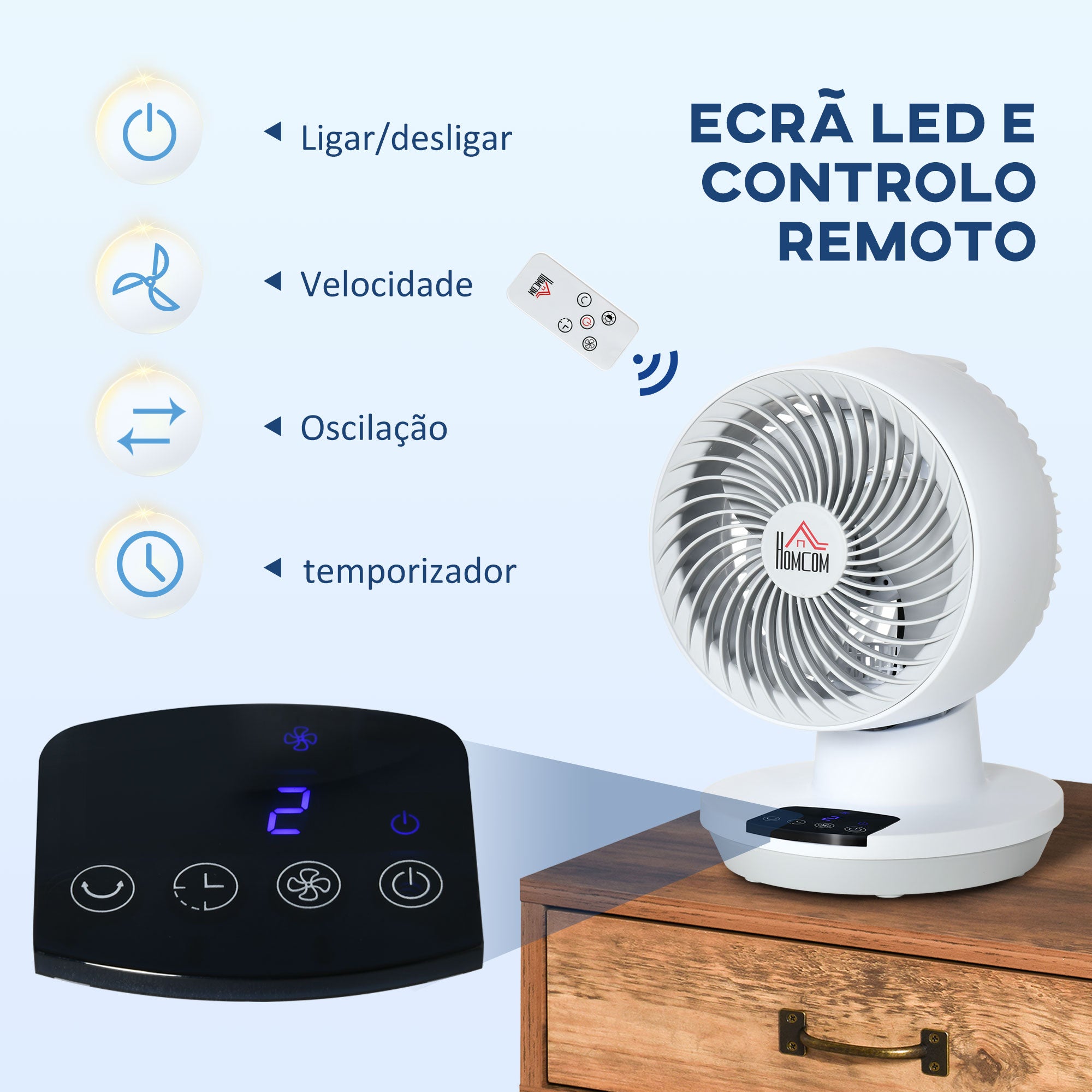 Ventoinha de Mesa Branca Ø20,2x28,2cm - Refresque-se com Estilo