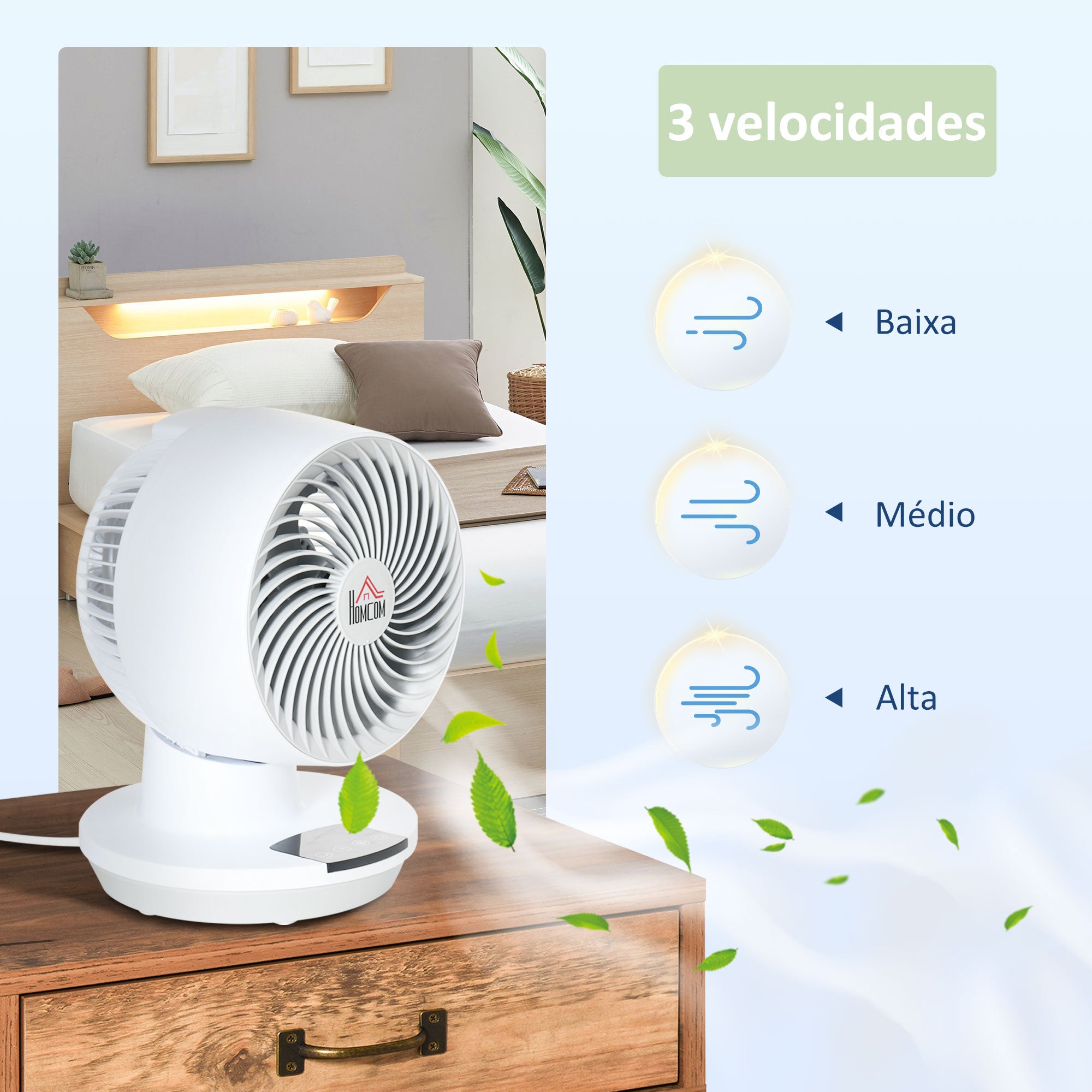 Ventoinha de Mesa Branca Ø20,2x28,2cm - Refresque-se com Estilo