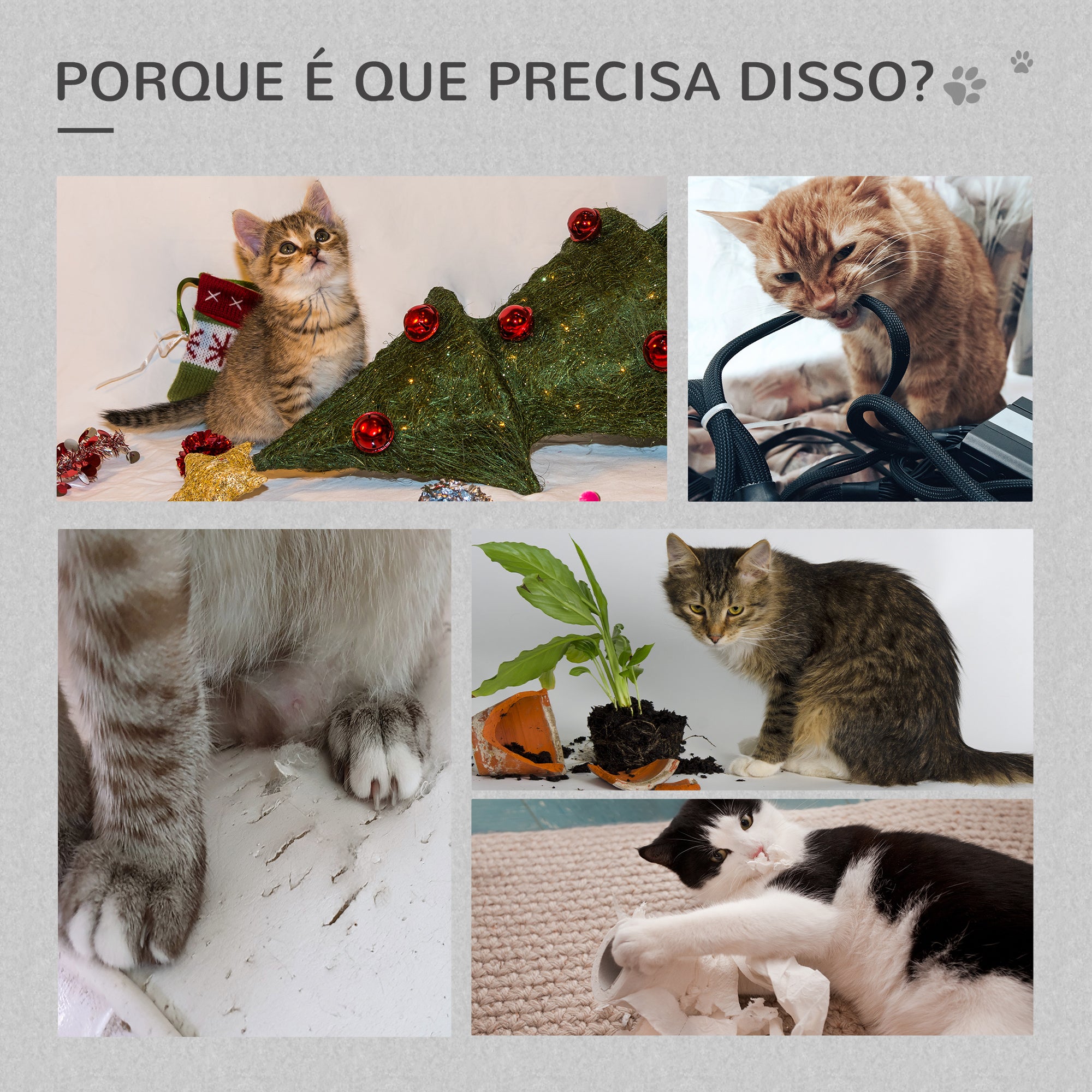 Arranhador para Gatos Altura 120 cm Cinzento