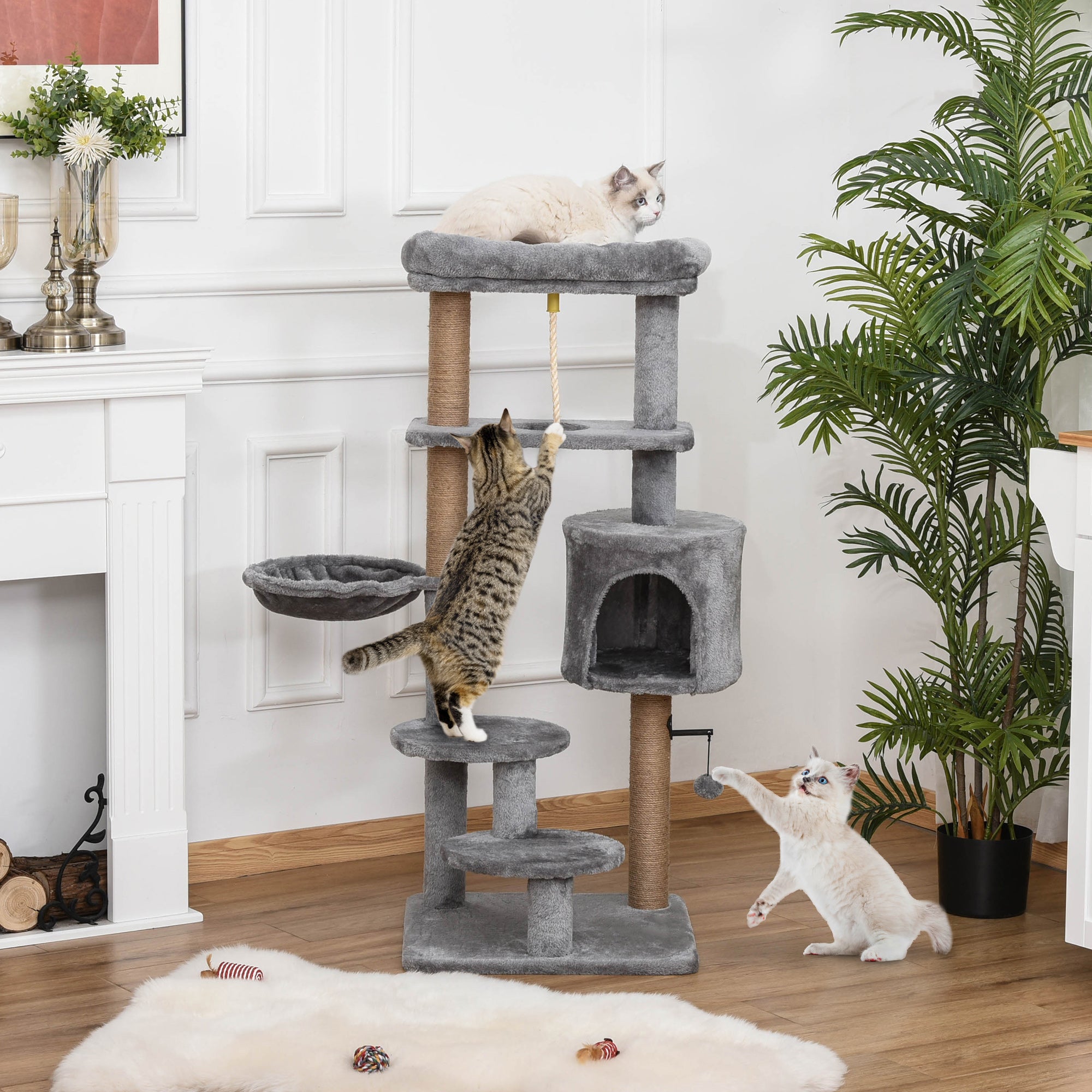 Arranhador para Gatos Altura 120 cm Cinzento