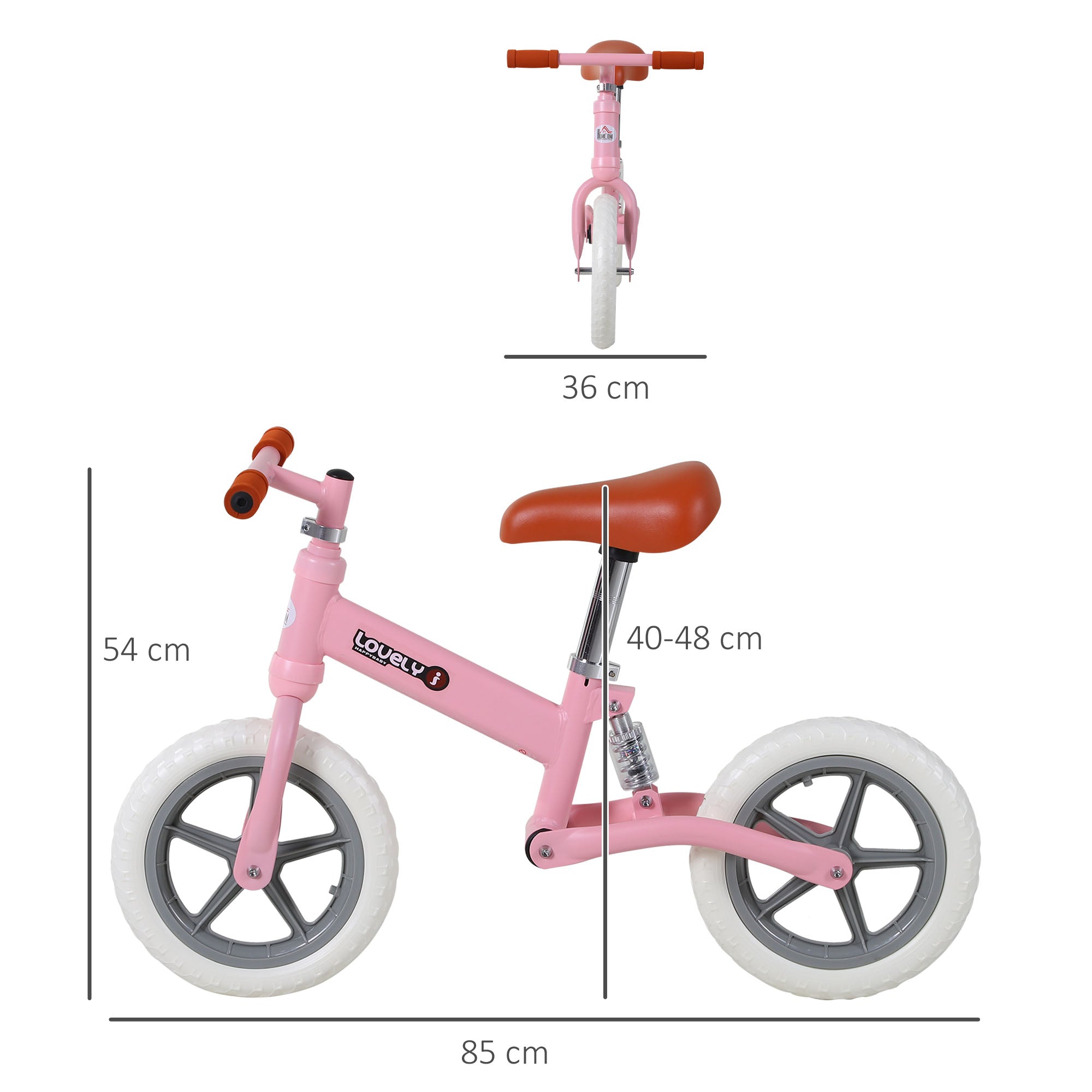Bicicleta de Equilíbrio para Crianças 2-5 Anos - Rosa 85x36x54cm