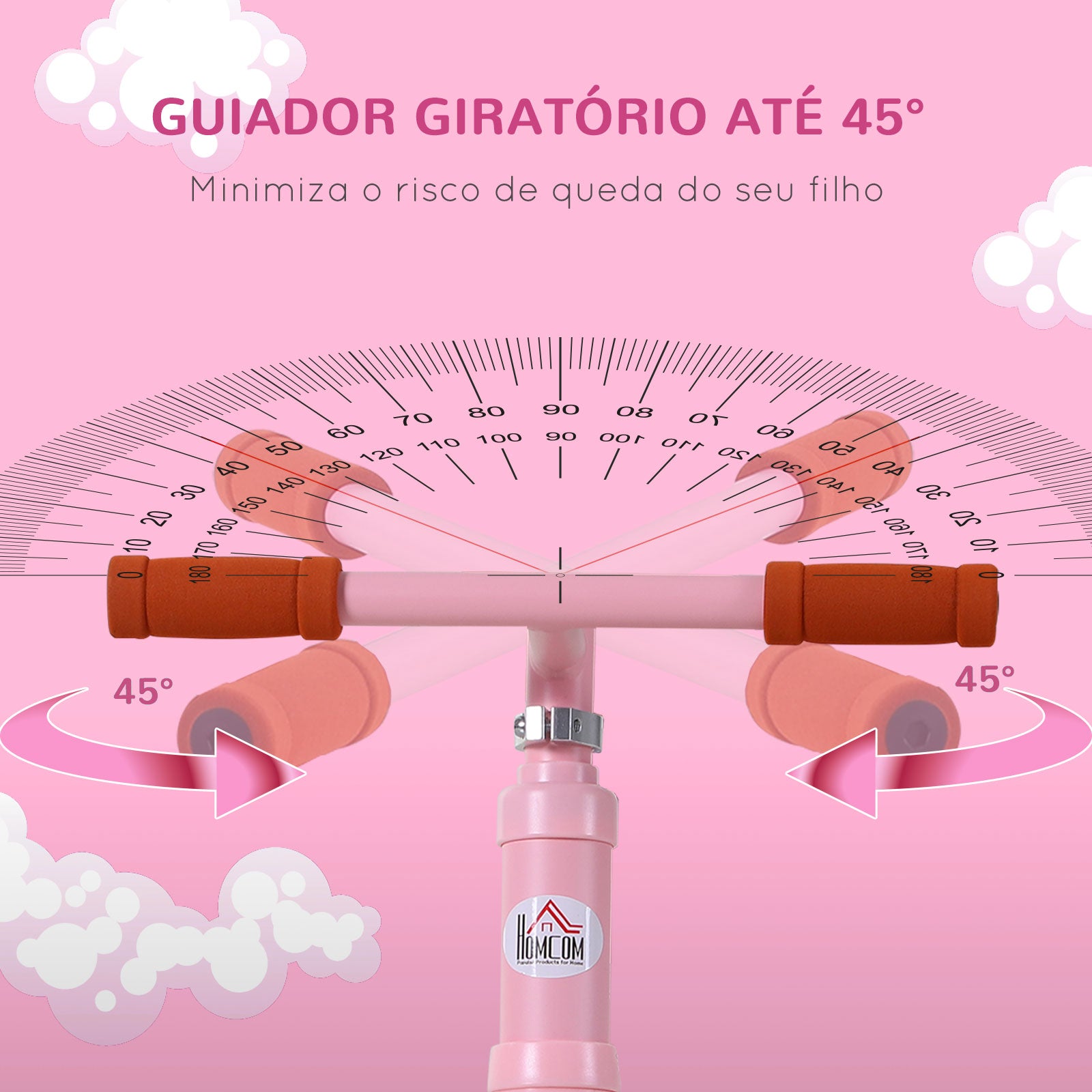 Bicicleta de Equilíbrio para Crianças 2-5 Anos - Rosa 85x36x54cm