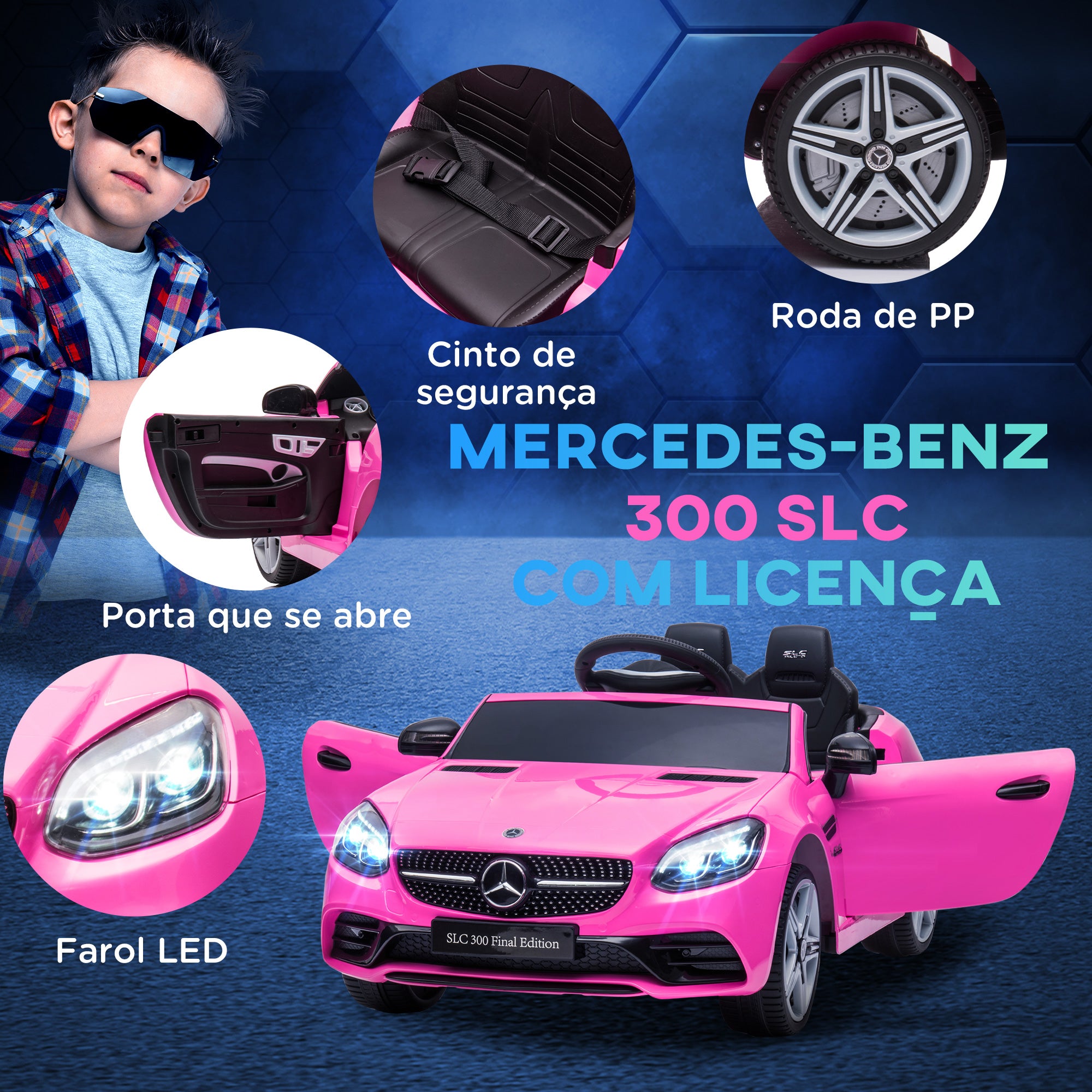 Carro Elétrico para Crianças 107x62,5x44cm Rosa