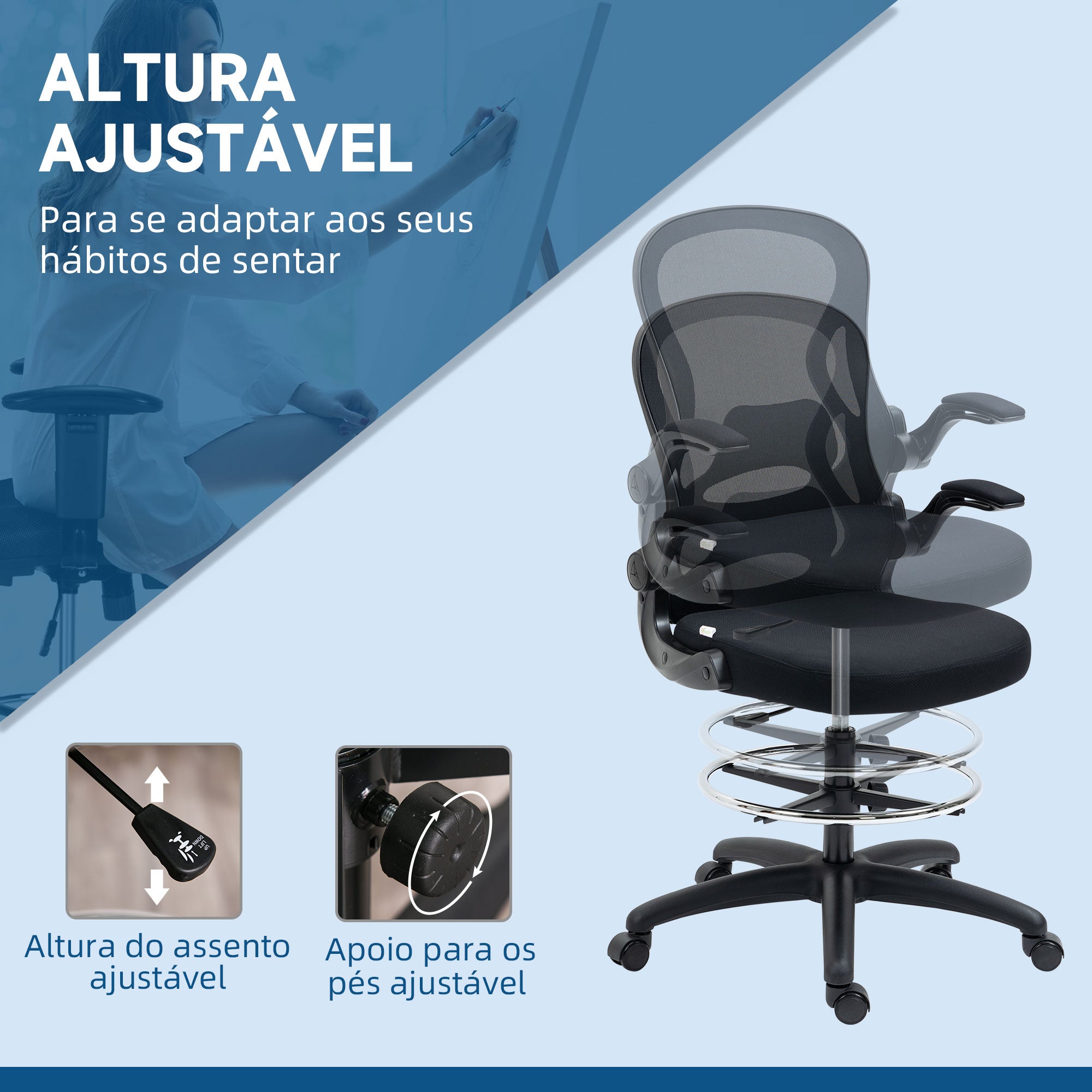 Cadeira de Escritório Conforto Máximo Preto 59x65x122 cm