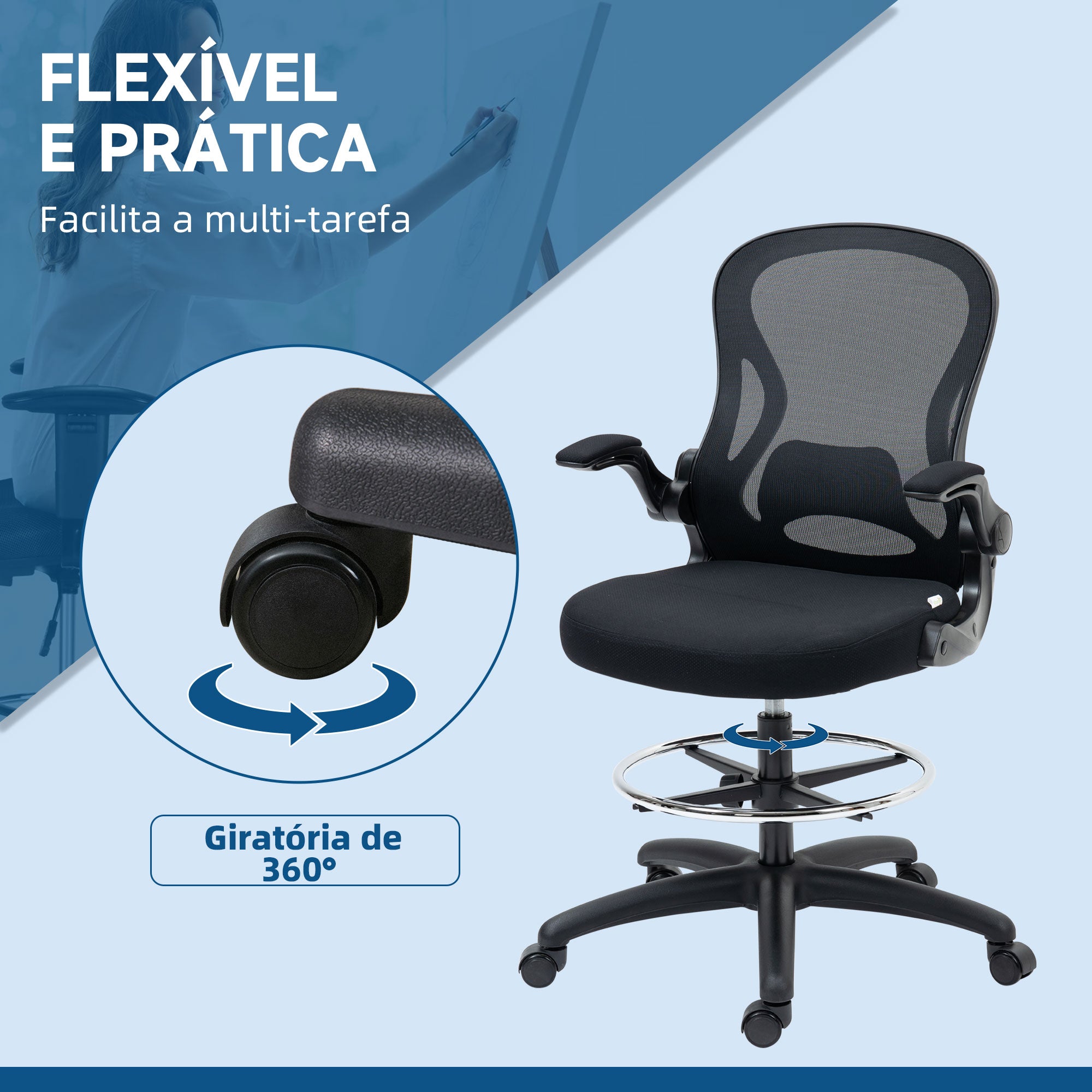 Cadeira de Escritório Conforto Máximo Preto 59x65x122 cm