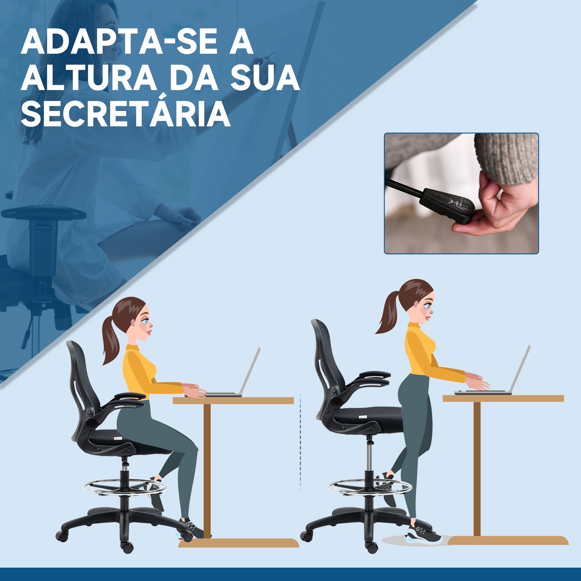 Cadeira de Escritório Conforto Máximo Preto 59x65x122 cm