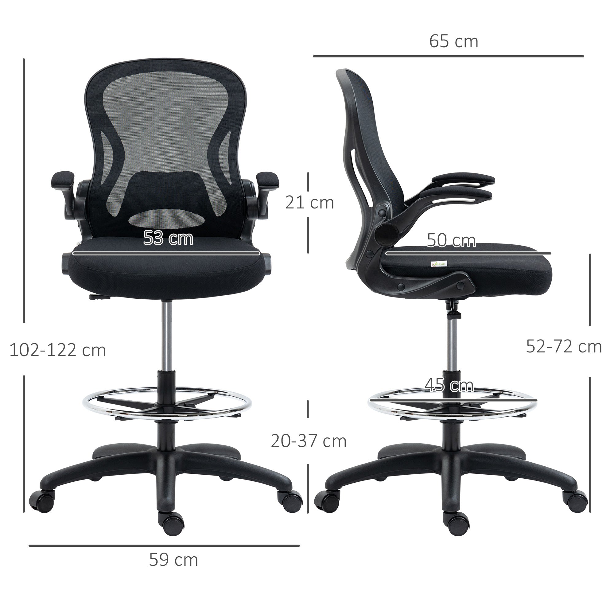 Cadeira de Escritório Conforto Máximo Preto 59x65x122 cm