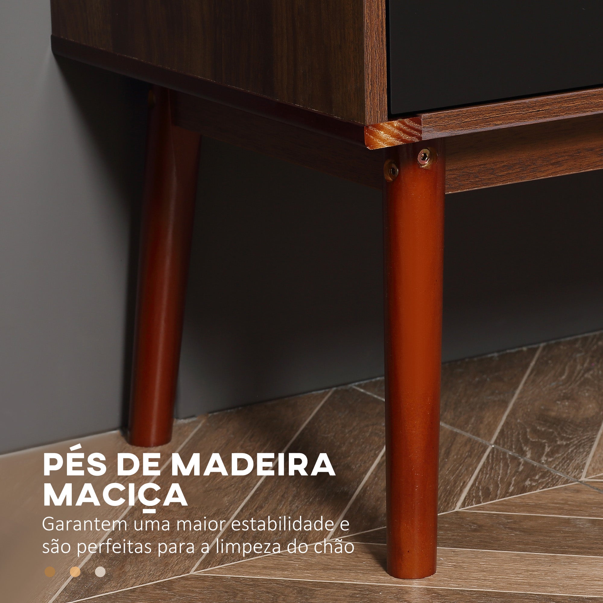 Suporte de TV Mesa para TV de 50" com 2 Gavetas e Compartimento Aberto - 122x39x46 cm - Teak