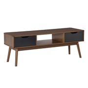 Suporte de TV Mesa para TV de 50" com 2 Gavetas e Compartimento Aberto - 122x39x46 cm - Teak