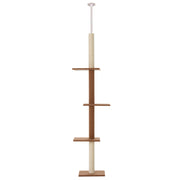 Arranhador para Gatos Chão ao Teto 43x27x228-260 cm Marrom Escuro