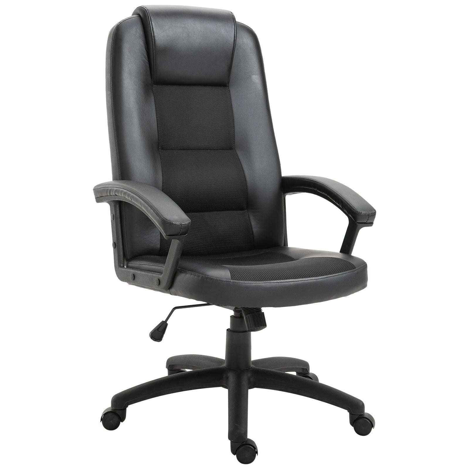 Cadeira de Escritório com Encosto Alto e Altura Ajustável 64x65x113-123 cm - Preto