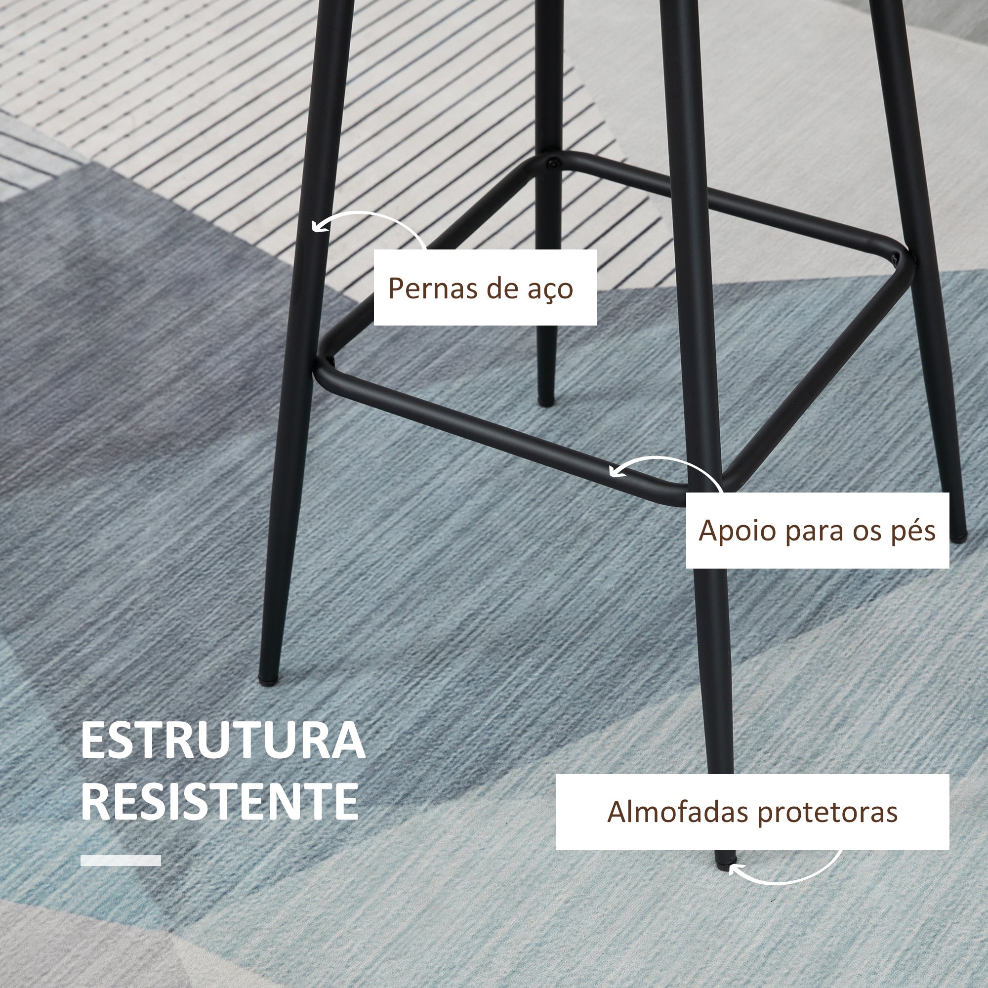 Bancos Altos de Cozinha Estofados em PU Cor Castanho Rústico 50x47,5x102,5cm