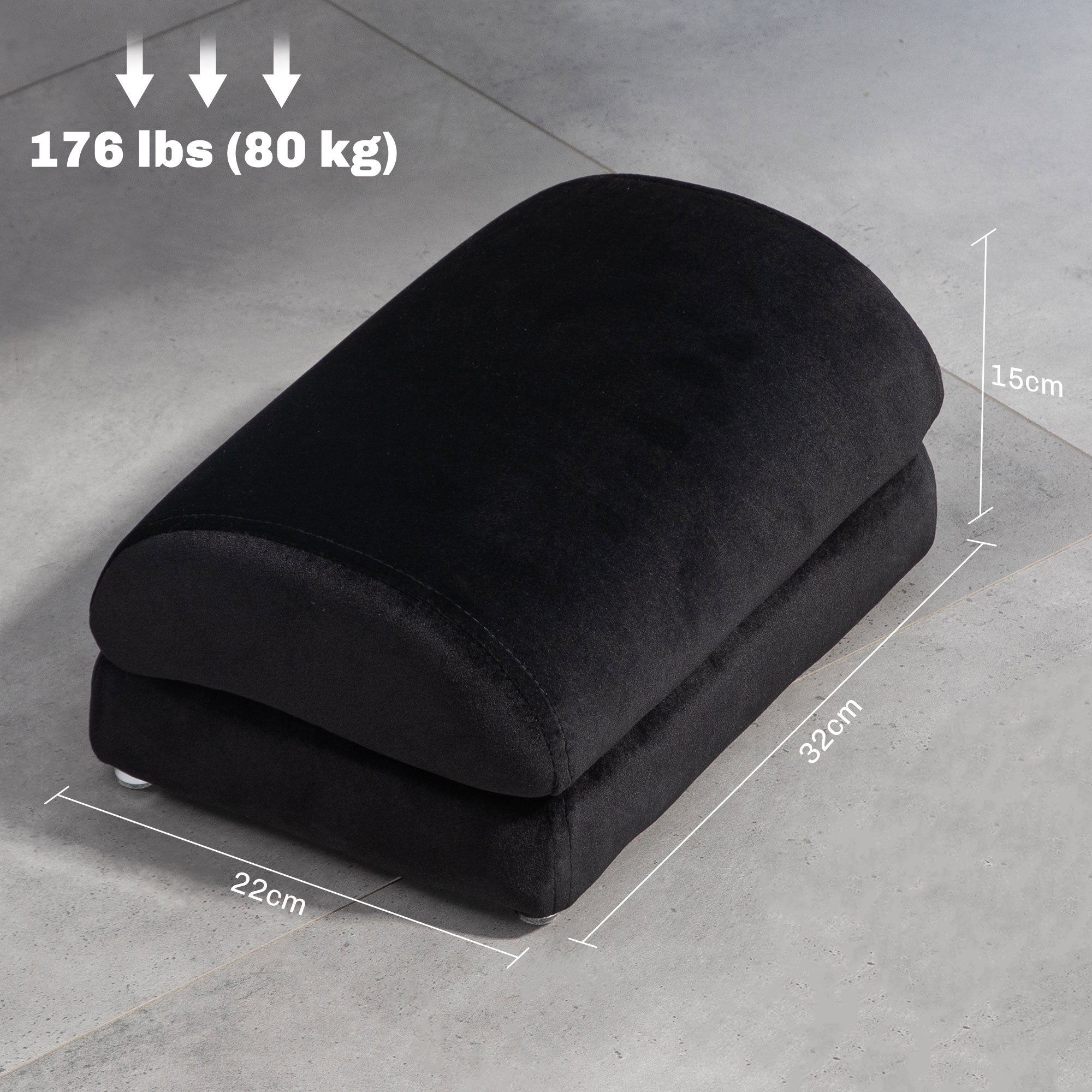Apoio para os Pés Preenchido de Espuma 32x22x15 cm - Cor Preto