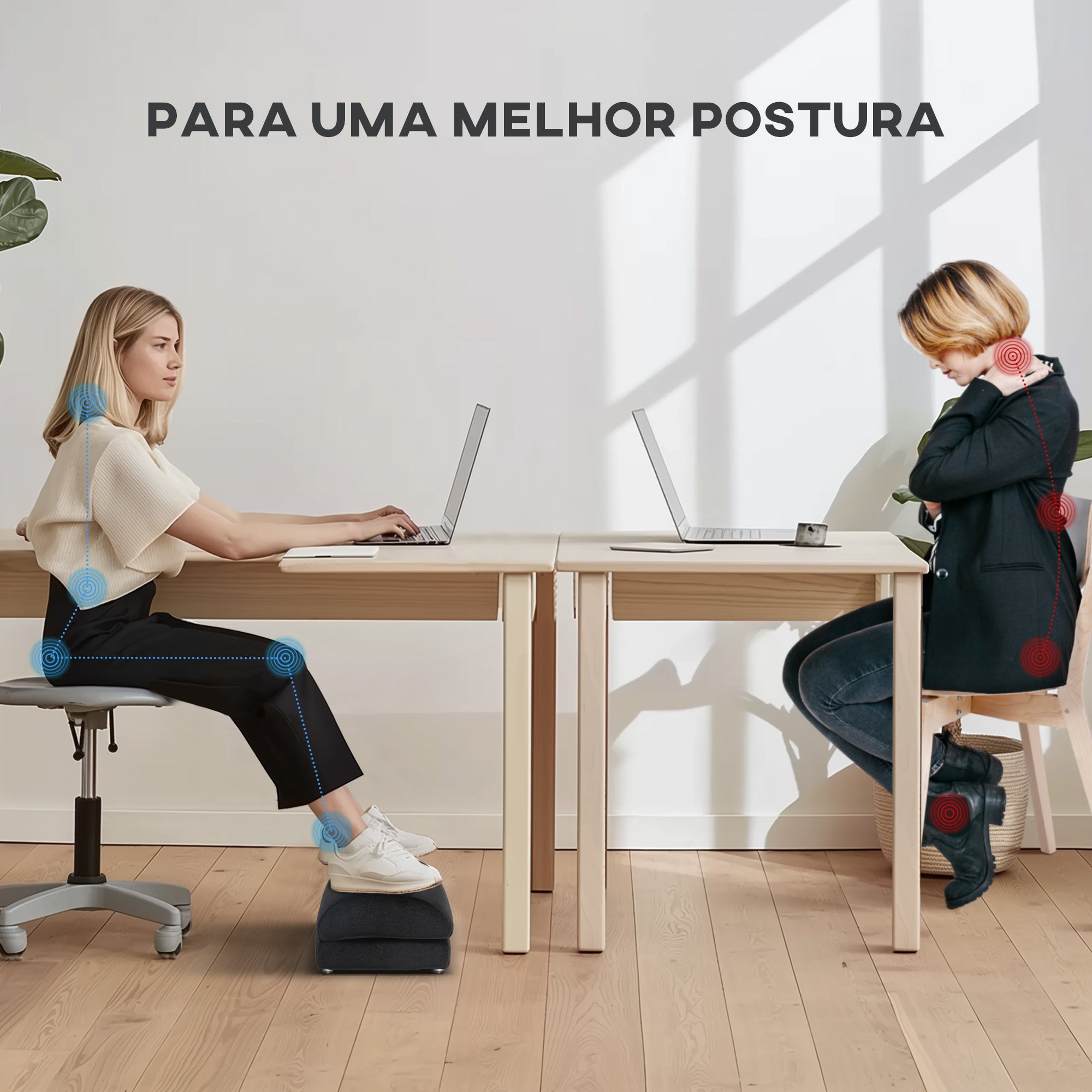 Apoio para os Pés Preenchido de Espuma 32x22x15 cm - Cor Preto