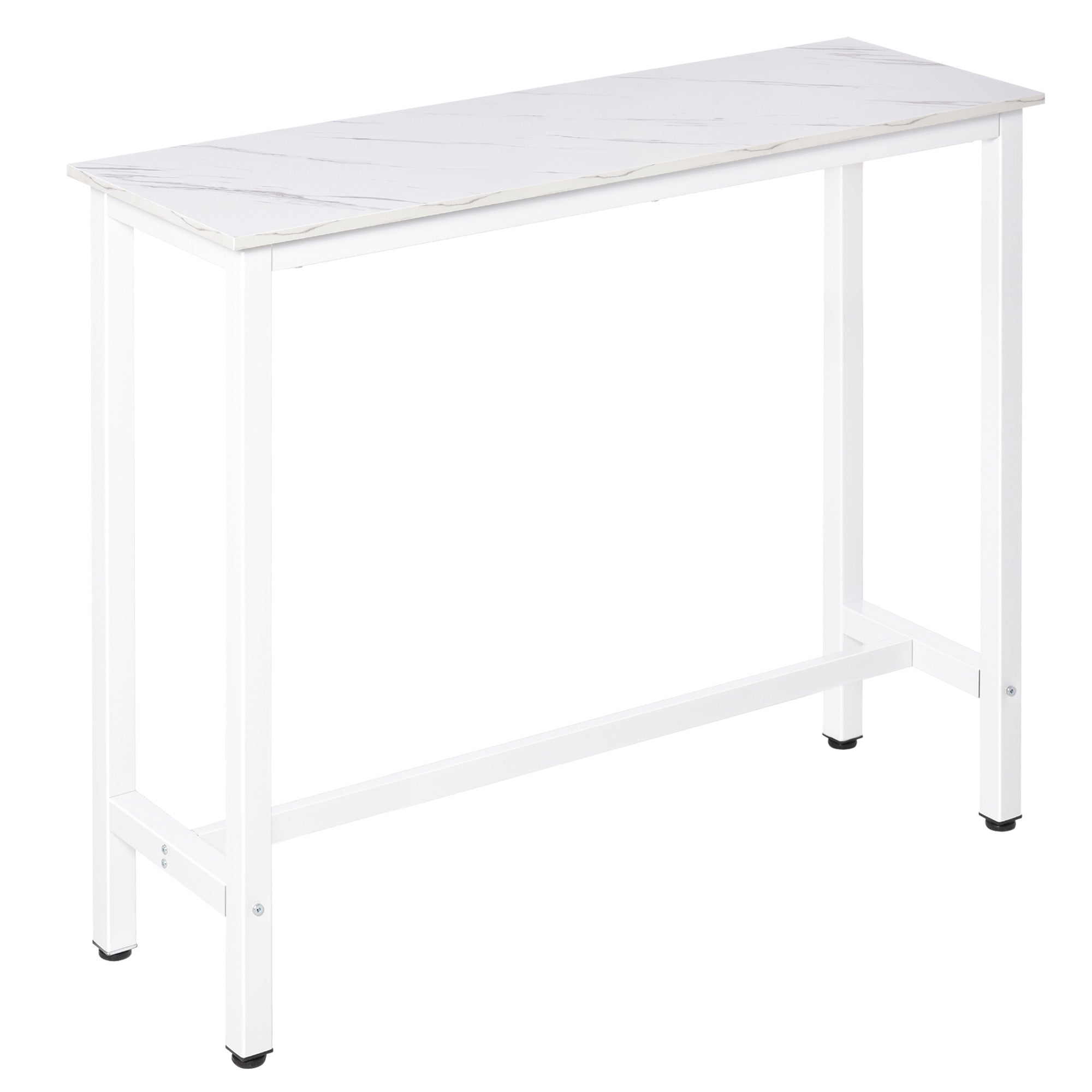Mesa Alta de Bar Marmorizada 120x40x100cm Branco