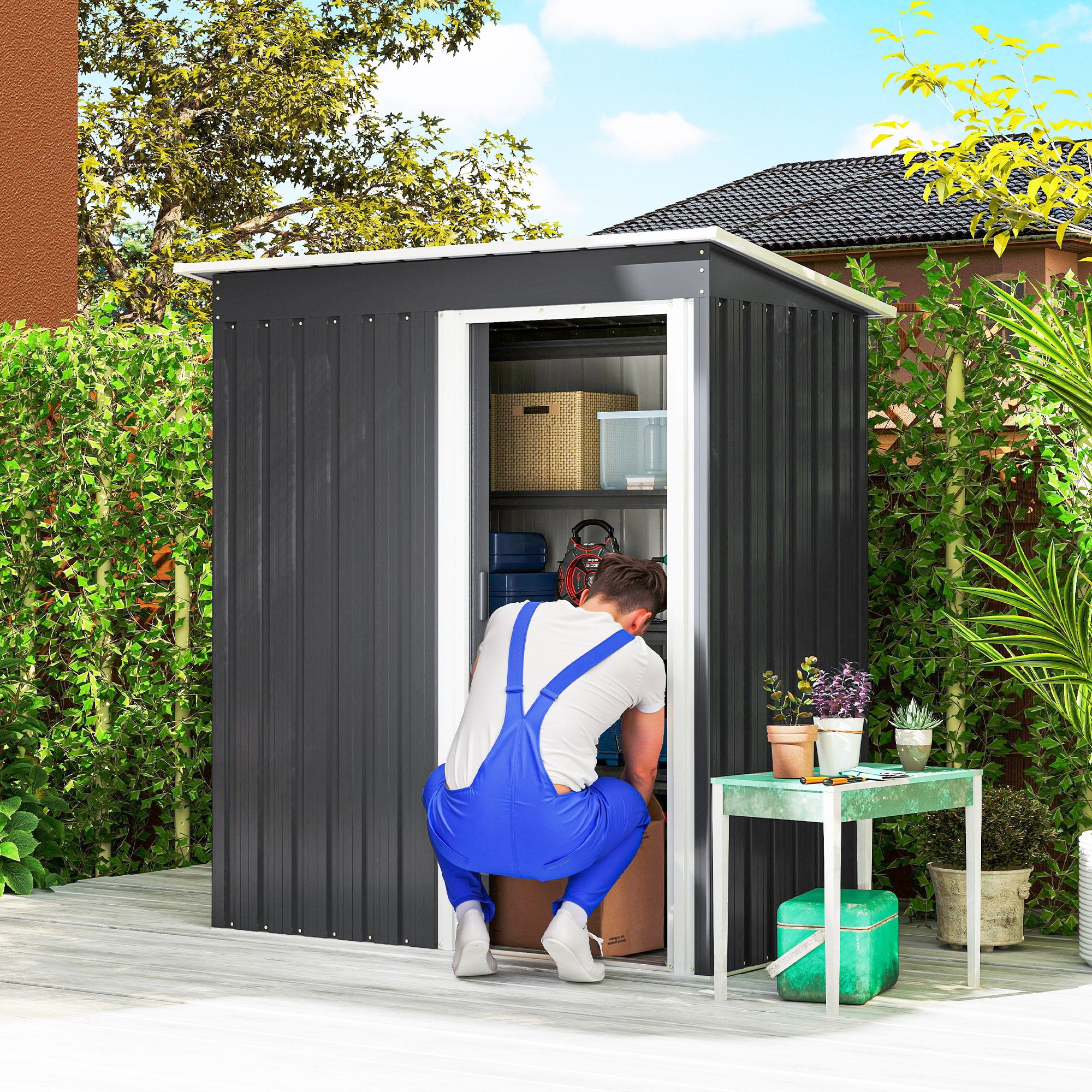 Abrigo de Jardim Exterior 163x89x182 cm - Preto