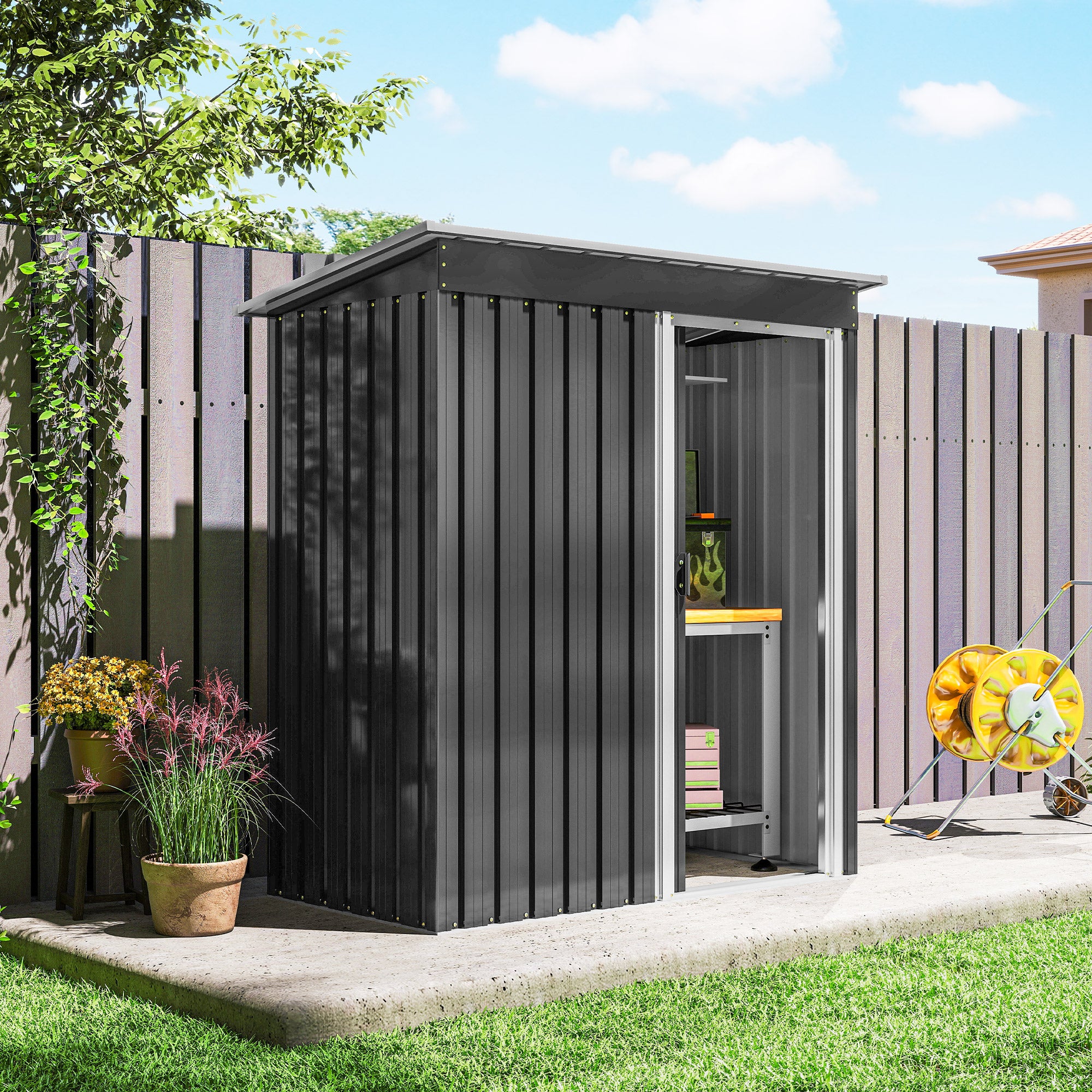 Abrigo de Jardim Exterior 163x89x182 cm - Preto