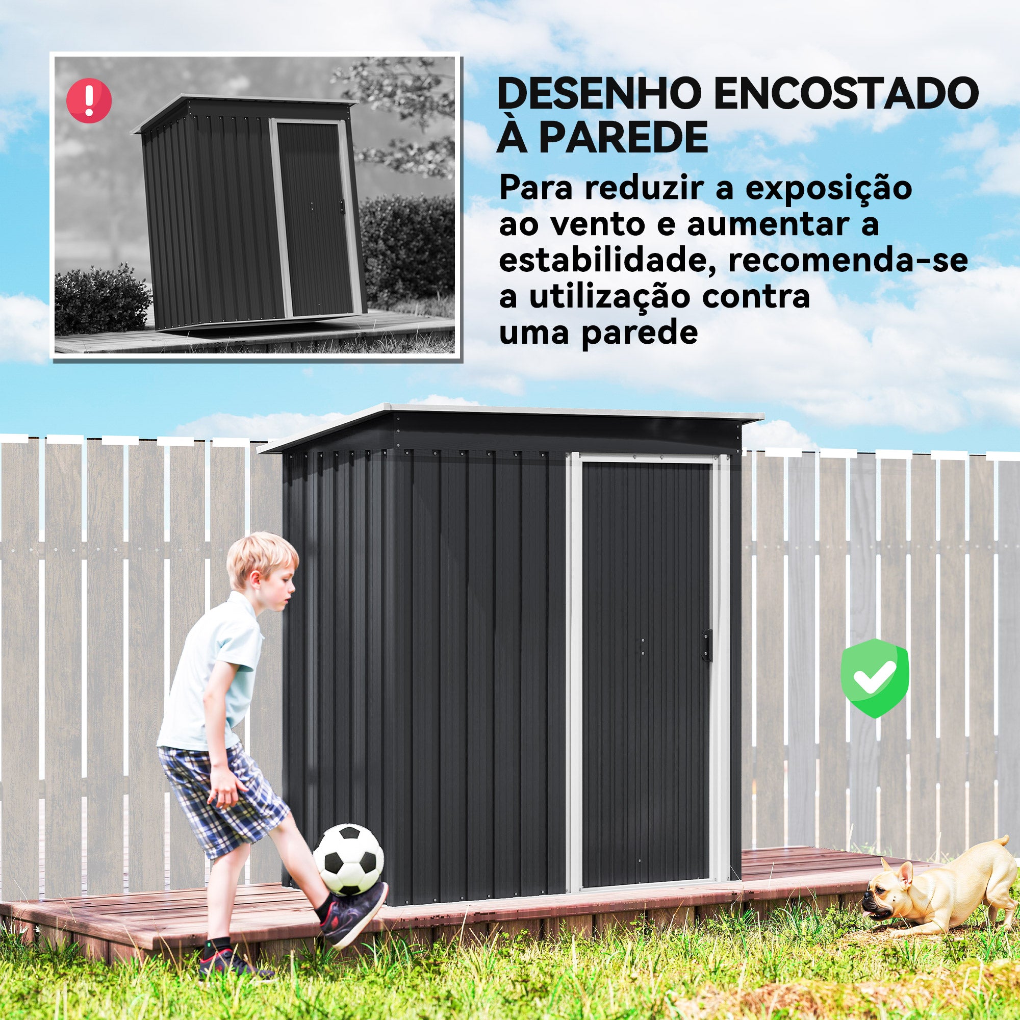 Abrigo de Jardim Exterior 163x89x182 cm - Preto