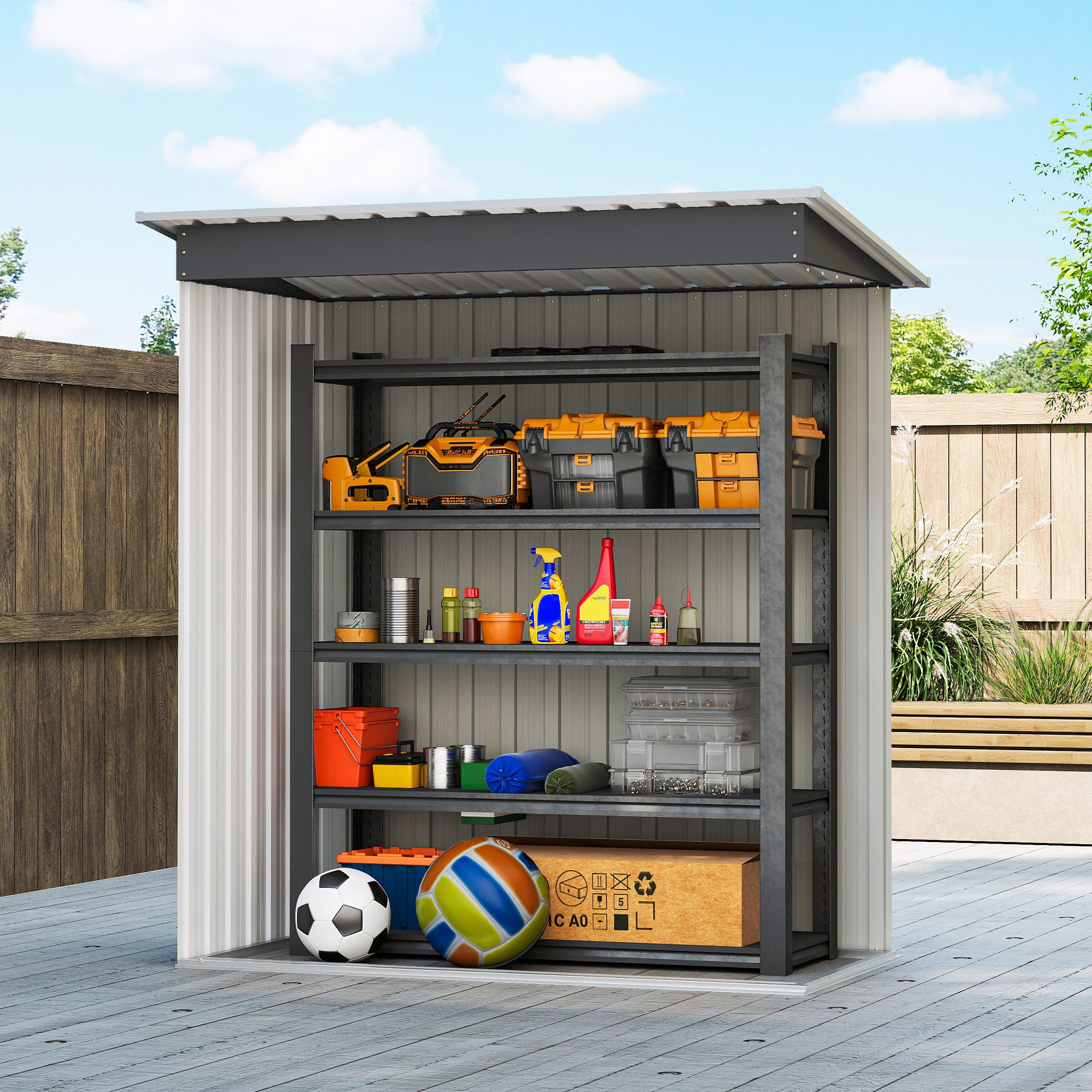 Abrigo de Jardim Exterior 163x89x182 cm - Preto