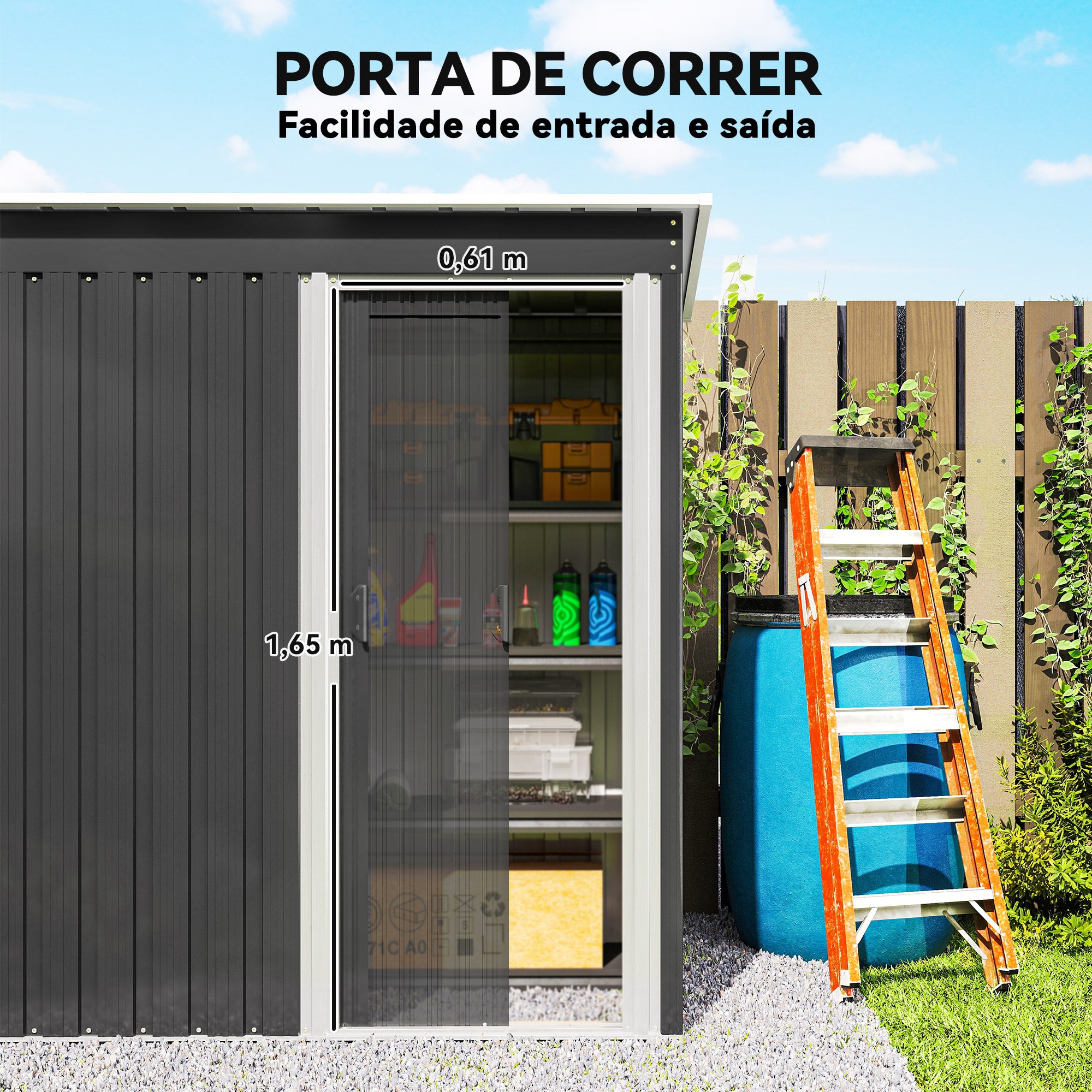 Abrigo de Jardim Exterior 163x89x182 cm - Preto