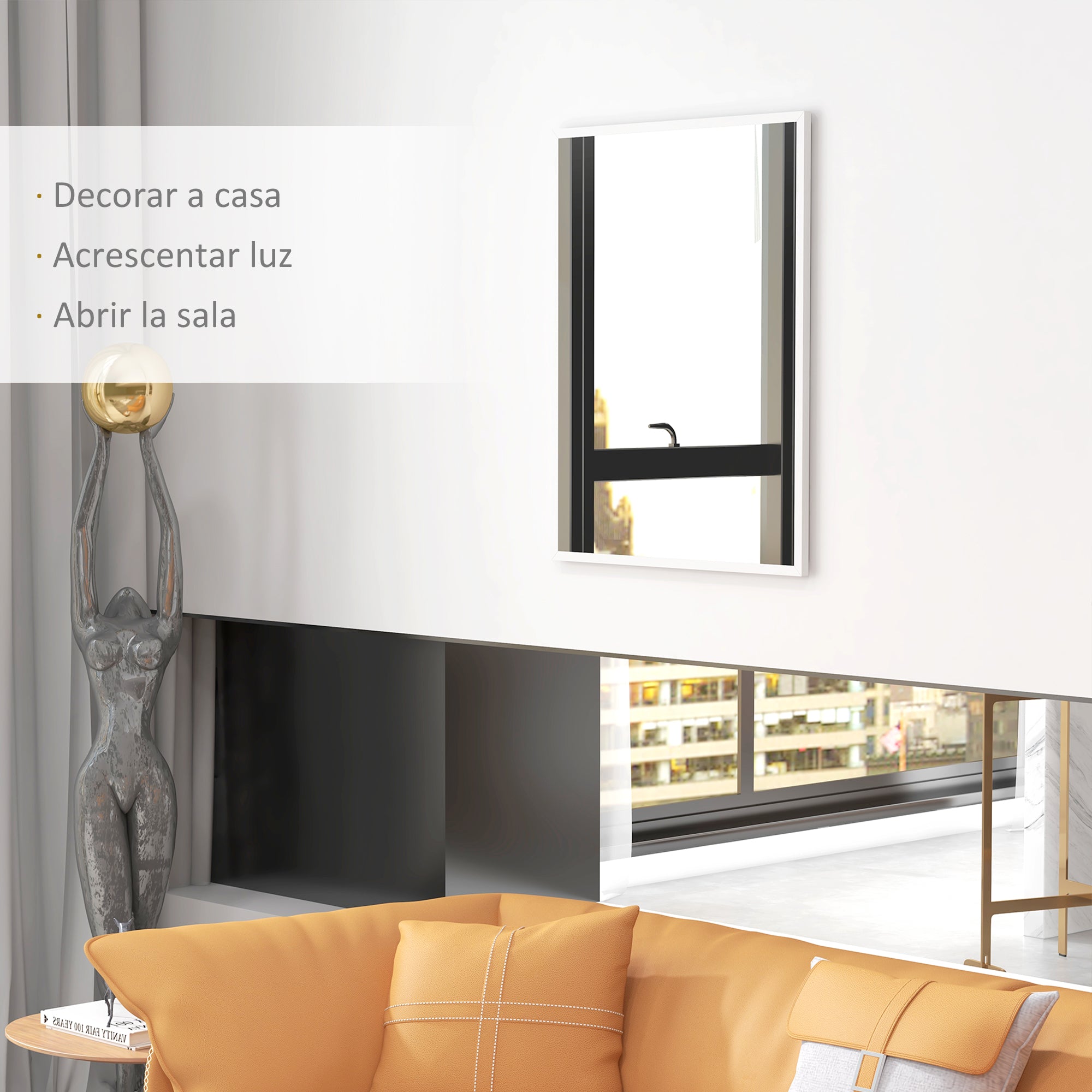 Espelho de Parede Decorativo 70x90 cm Branco