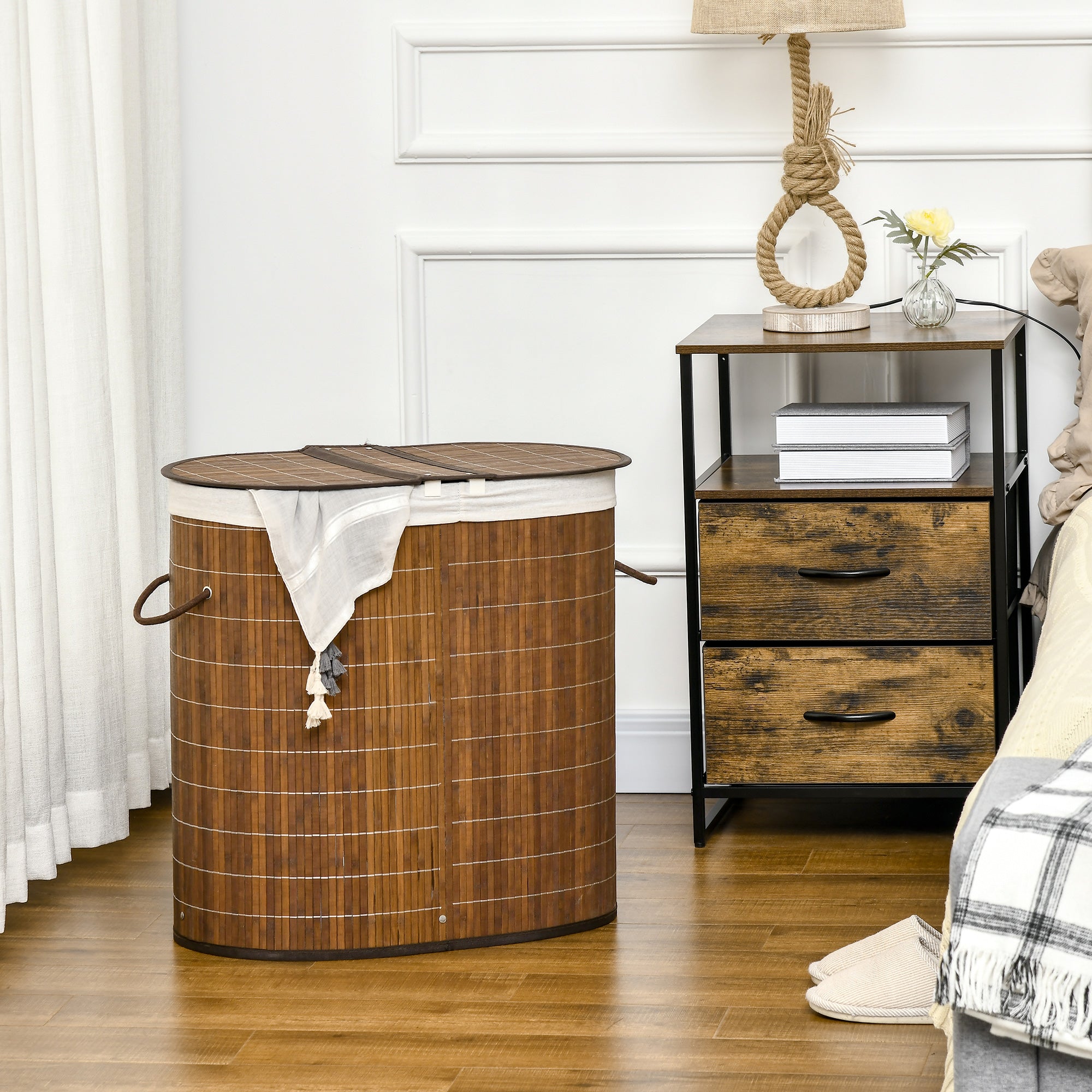 Cesto de Roupa de Bambu – 62,5x37x60,5cm – Marrom