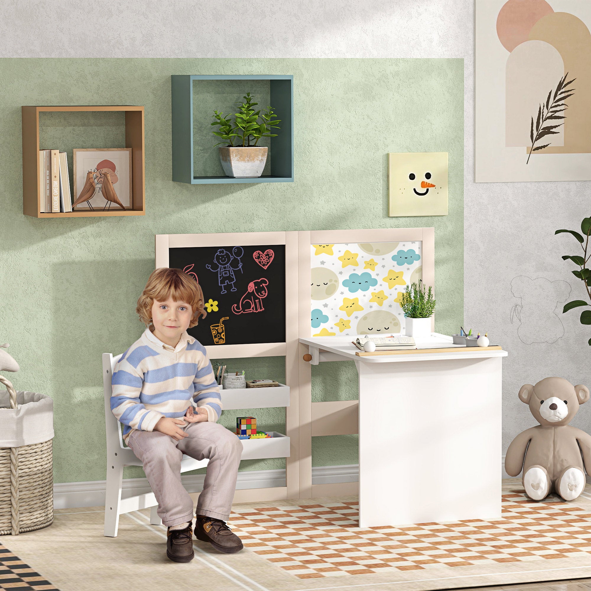 Mesa e Cadeira Infantil 81,5x111,5x102,4 cm - Cor Branco