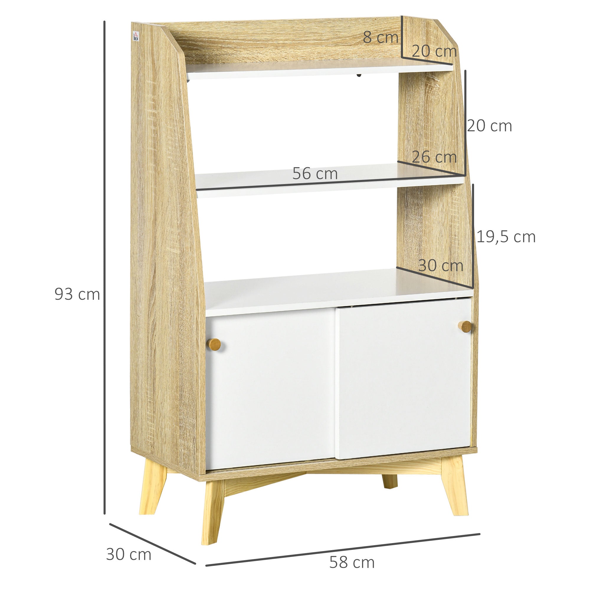 Armário de Sala de Estar 58x30x93cm Branco e Madeira