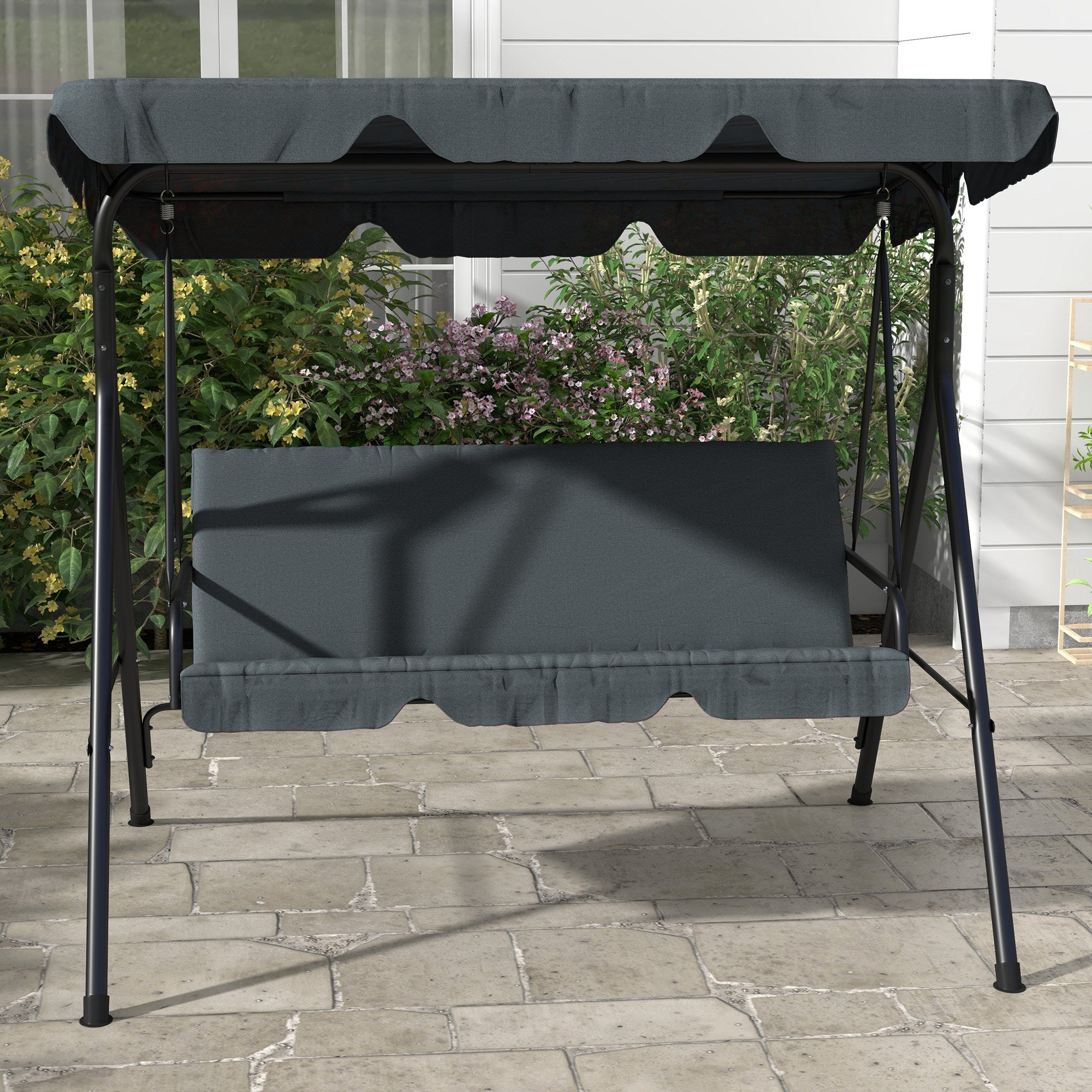 Baloiço de Jardim 3 Lugares Cinza 172x110x153 cm
