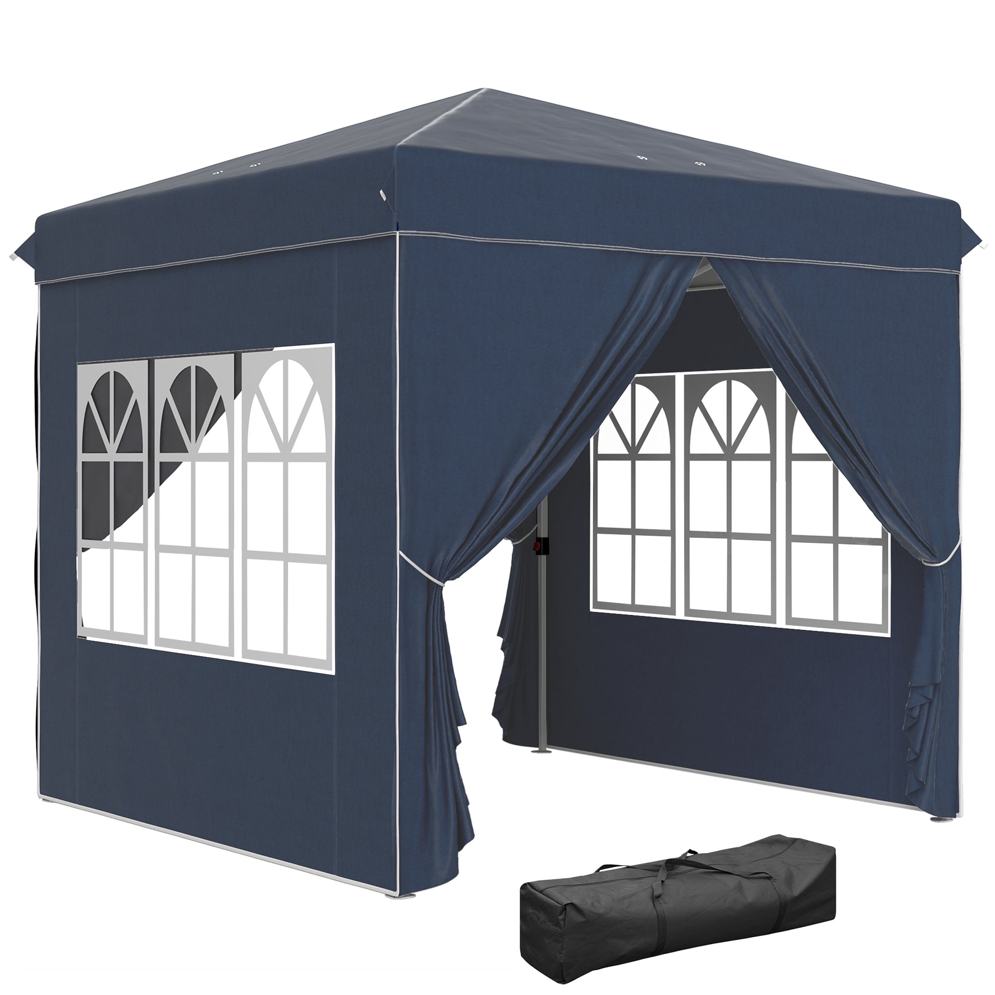 Tenda Pop-Up 248x248x270 cm Azul Escuro Anti-UV Altura Ajustável