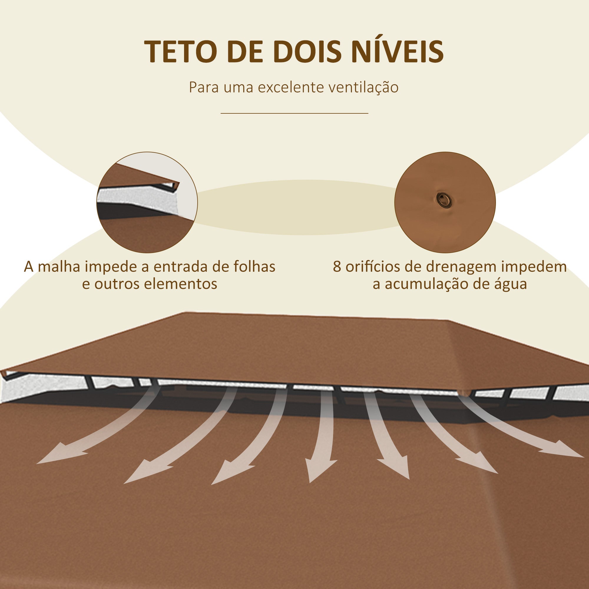 Cobertura de Gazebo/Pérgola 400x300 cm Café