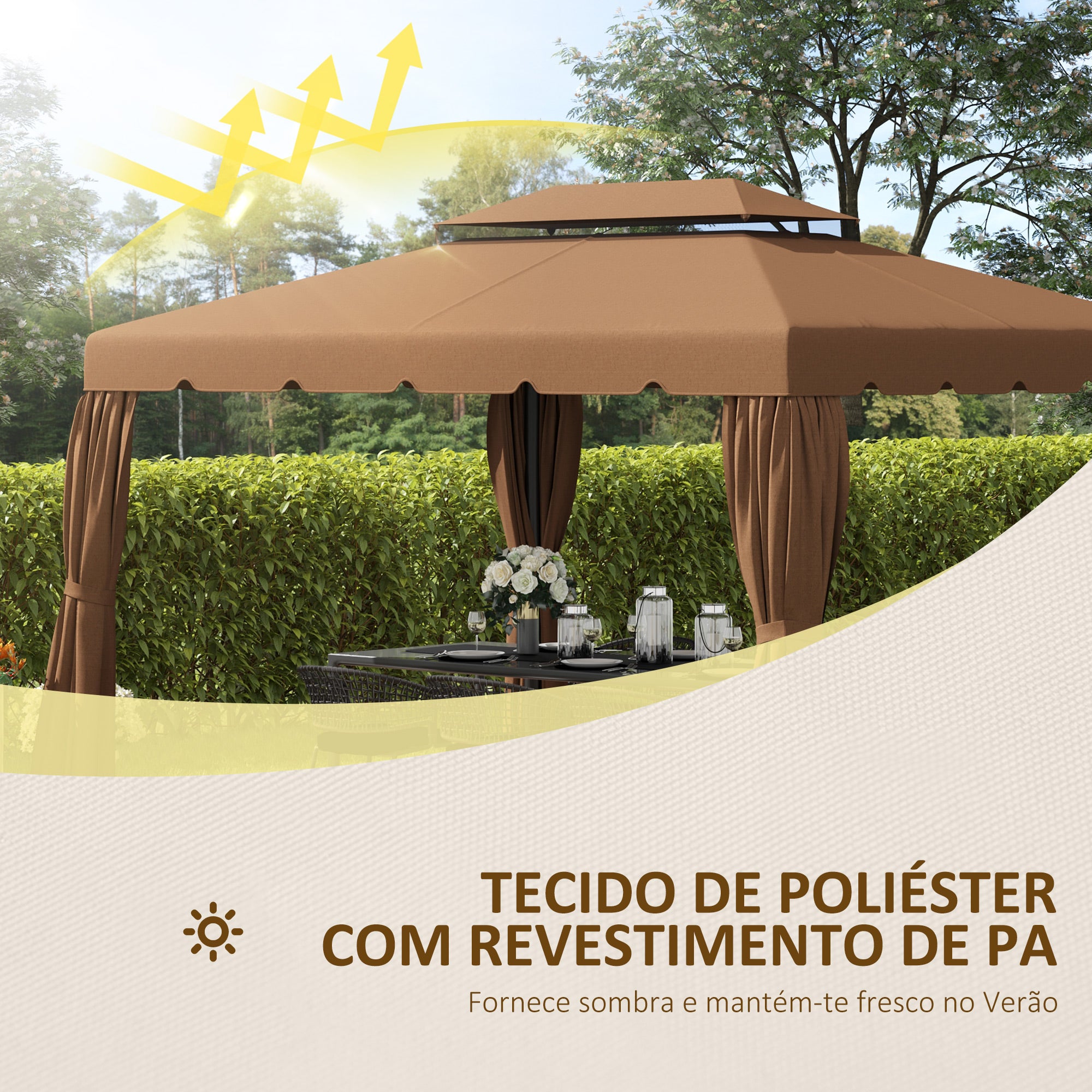 Cobertura de Gazebo/Pérgola 400x300 cm Café