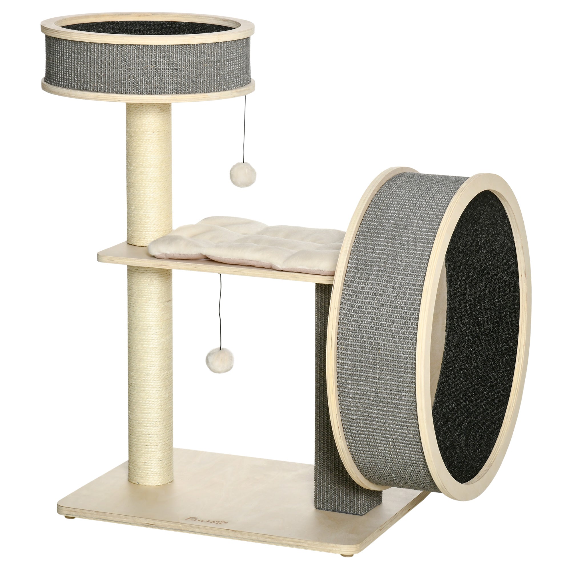 Árvore Arranhador para Gatos Médios - Medidas 59.5x45x91 cm - Cor Cinza e Creme