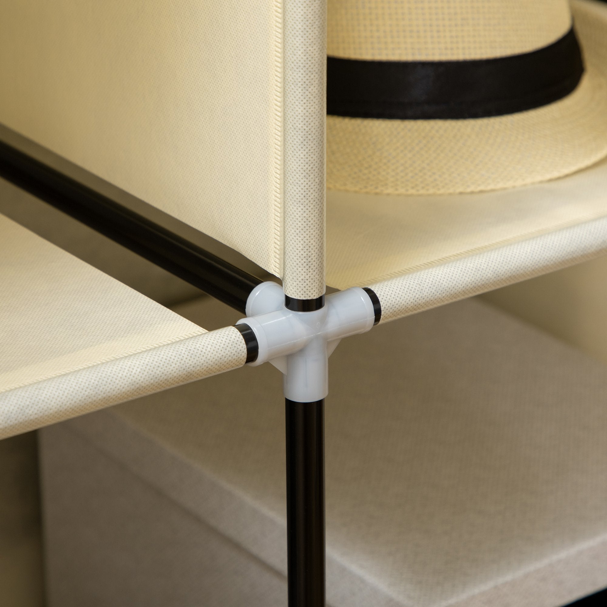 Roupeiro de Tecido Dobrável Armário Portátil 125x43x162,5cm - Creme Branco