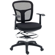 Cadeira de Escritório Ergonómica de Malha com Apoio para os Braços e Pés Ajustáveis 59x59x95-115cm Preto