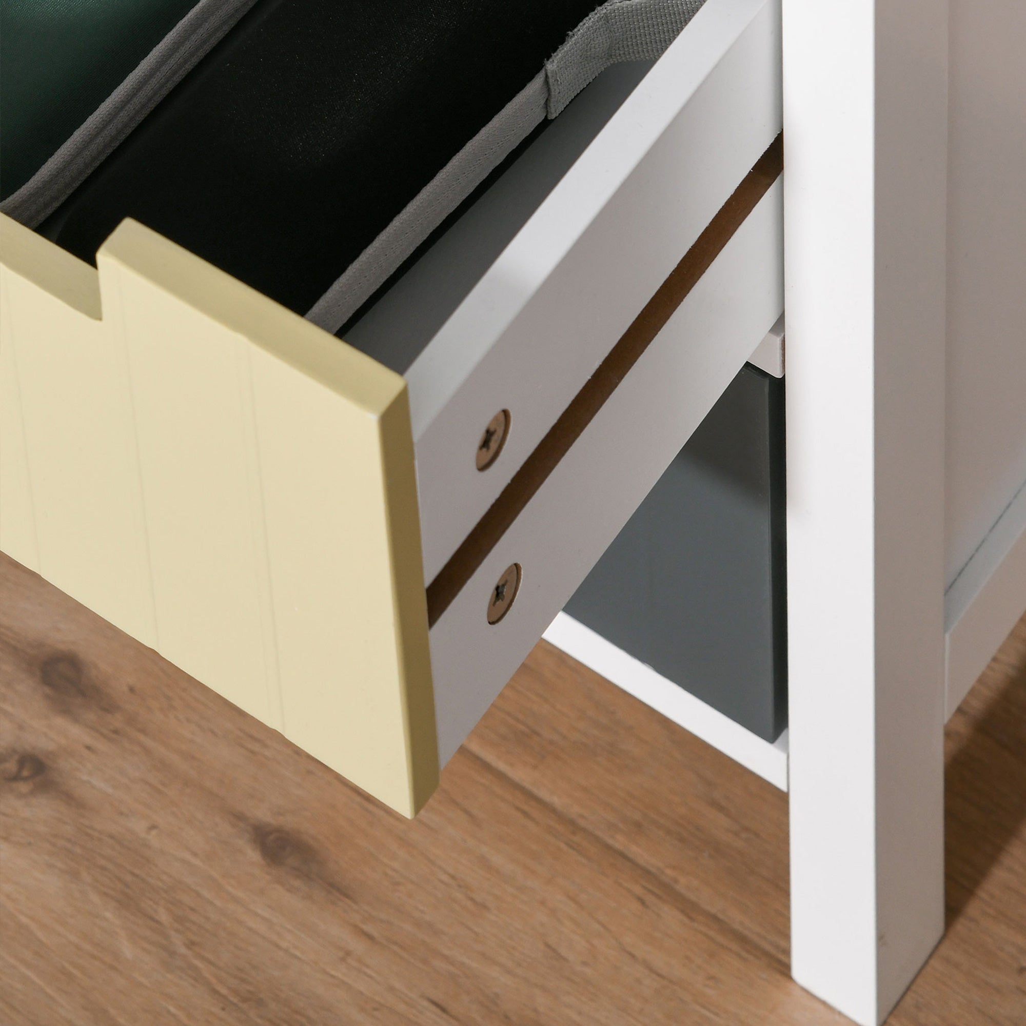 Cómoda de Madeira – 60x28x58cm – Branco, Cinza Escuro, Cinza Claro e Bege – MDF