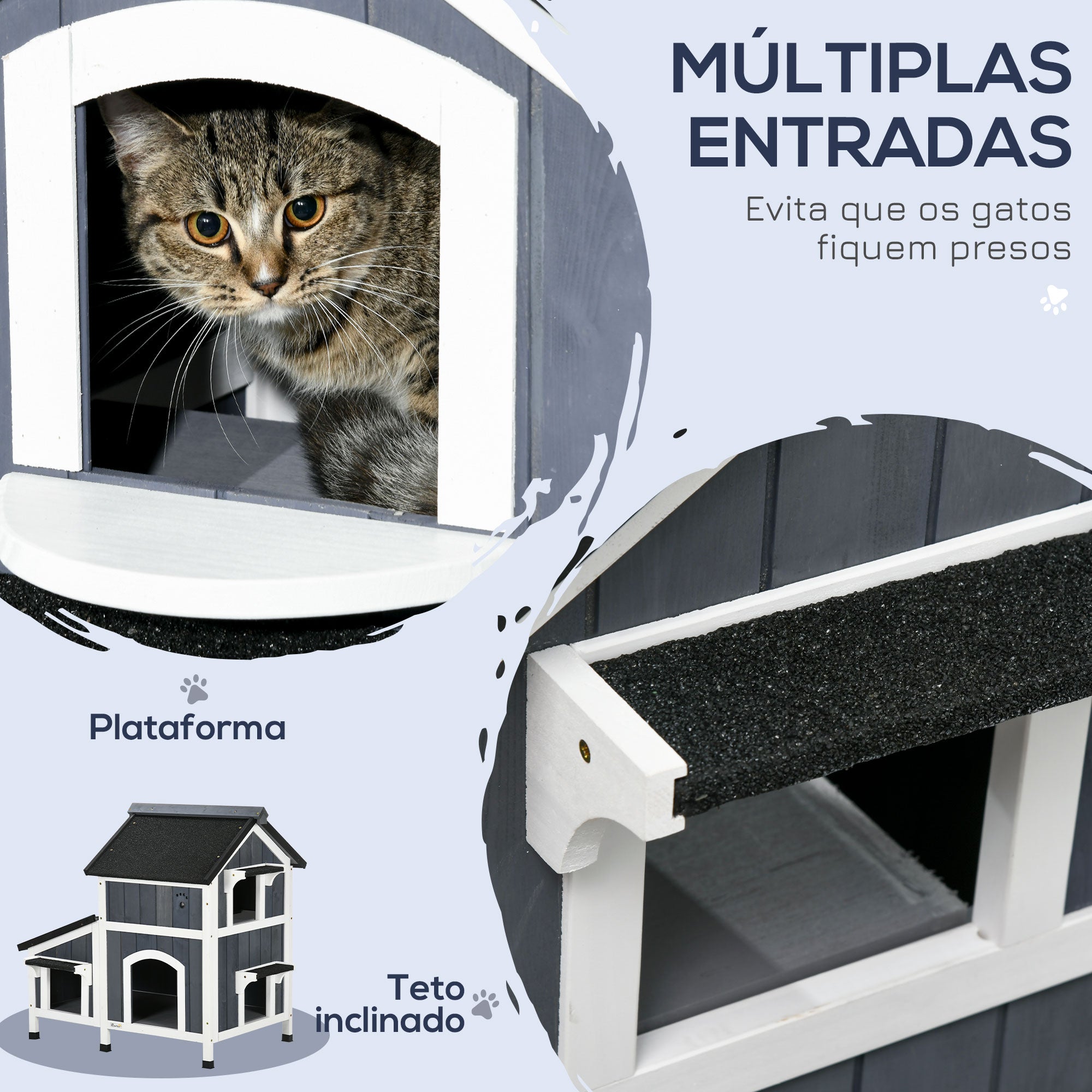 Casa para Gatos de Madeira com Floreira 96x65x85,5 cm Cinzento